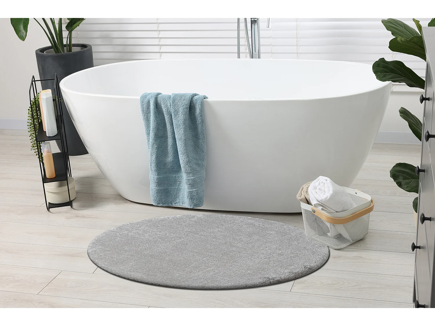 Badteppich SANTA Kreis eben, rutschfest, weich – grau cercle 67 cm