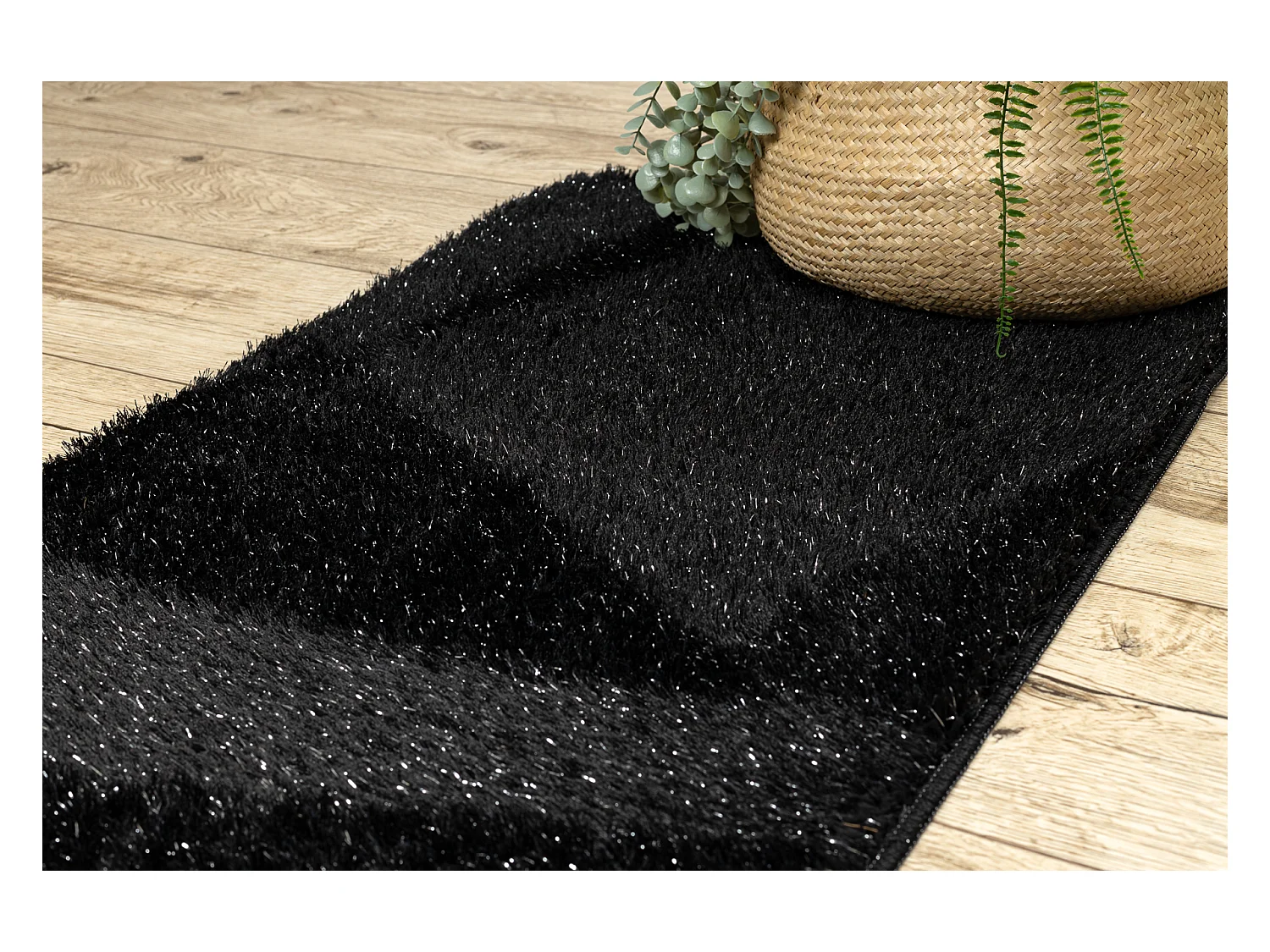 Badteppich SYNERGY, Glamour, rutschfest, weich – lurex schwarz 60x100 cm