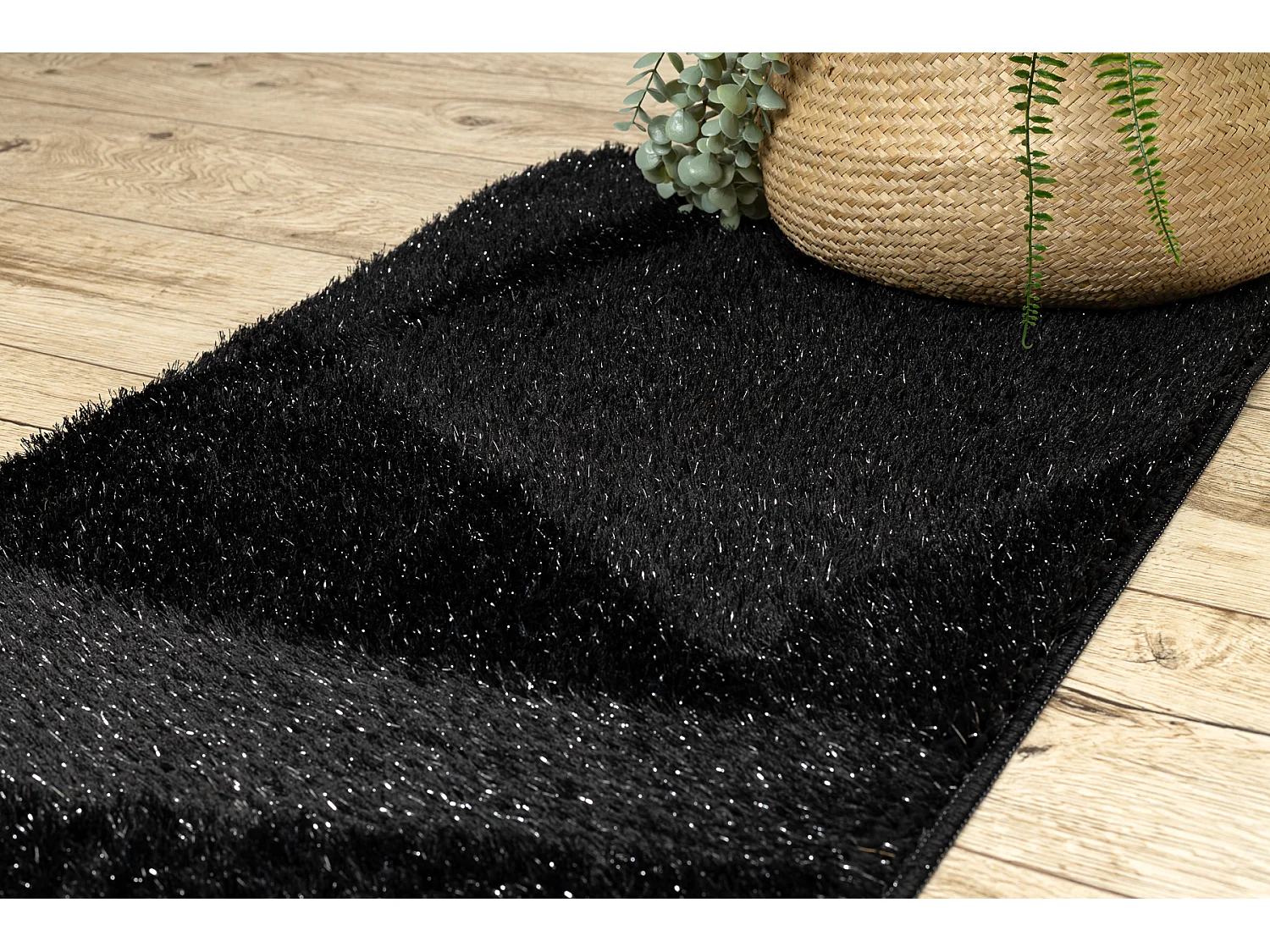 Tappeto da bagno SYNERGY, glamour, antiscivolo, morbido - lurex nero 50x80 cm