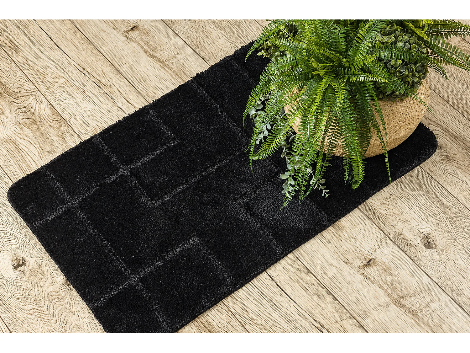 Tapete de banheiro SUPREME LINES, linhas, antiderrapante, macio - pret 50x80 cm