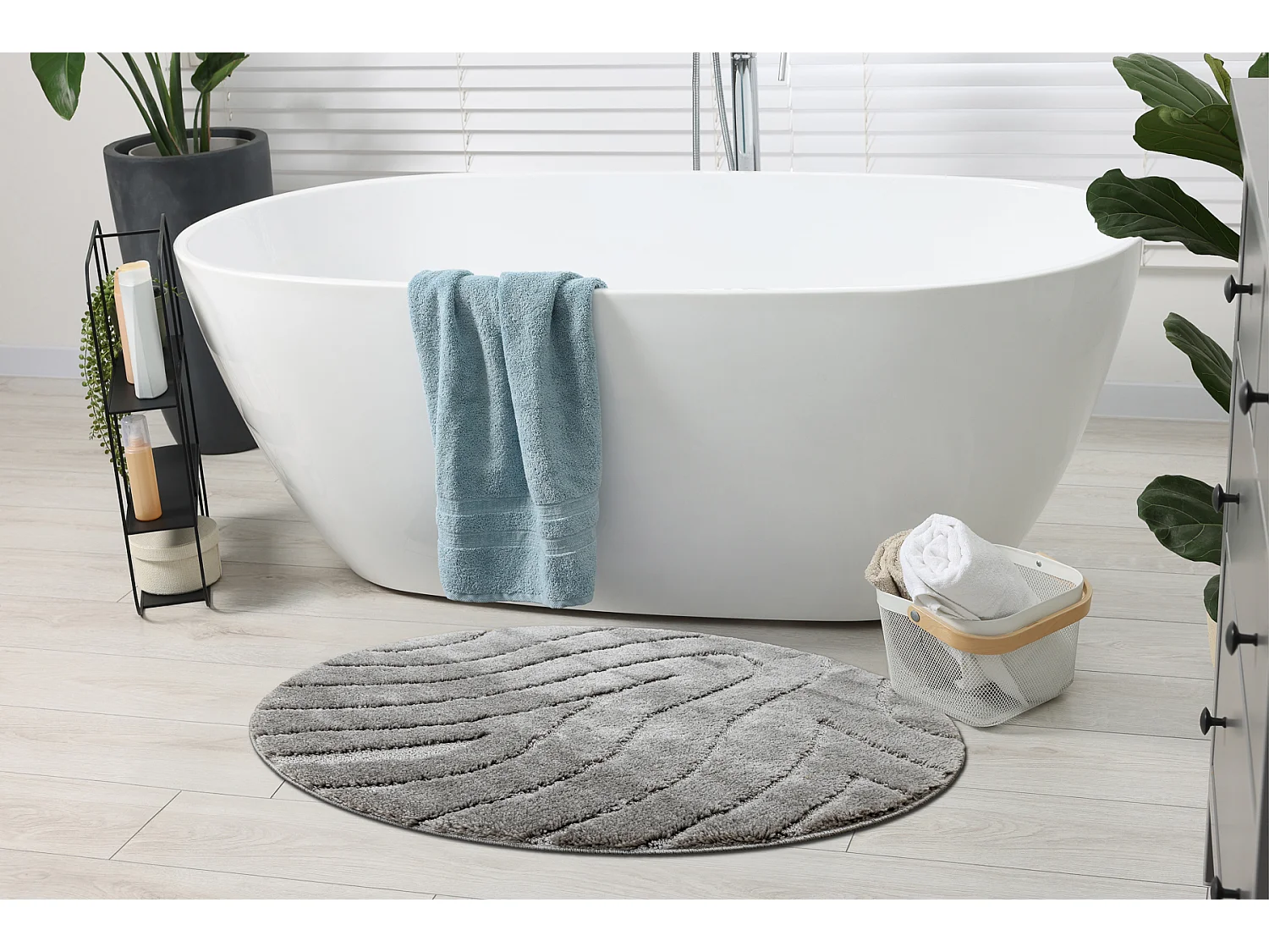 Tapis de salle de bain SUPREME cercle WAVES, vagues, antidérapant, do cercle 100 cm