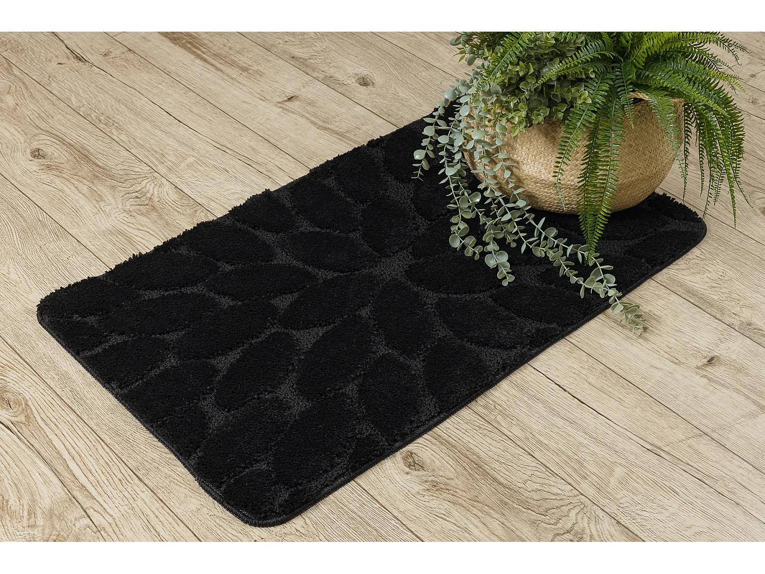 Badkamertapijt SUPREME STONES, stenen, antislip, zacht - zwart 50x80 cm