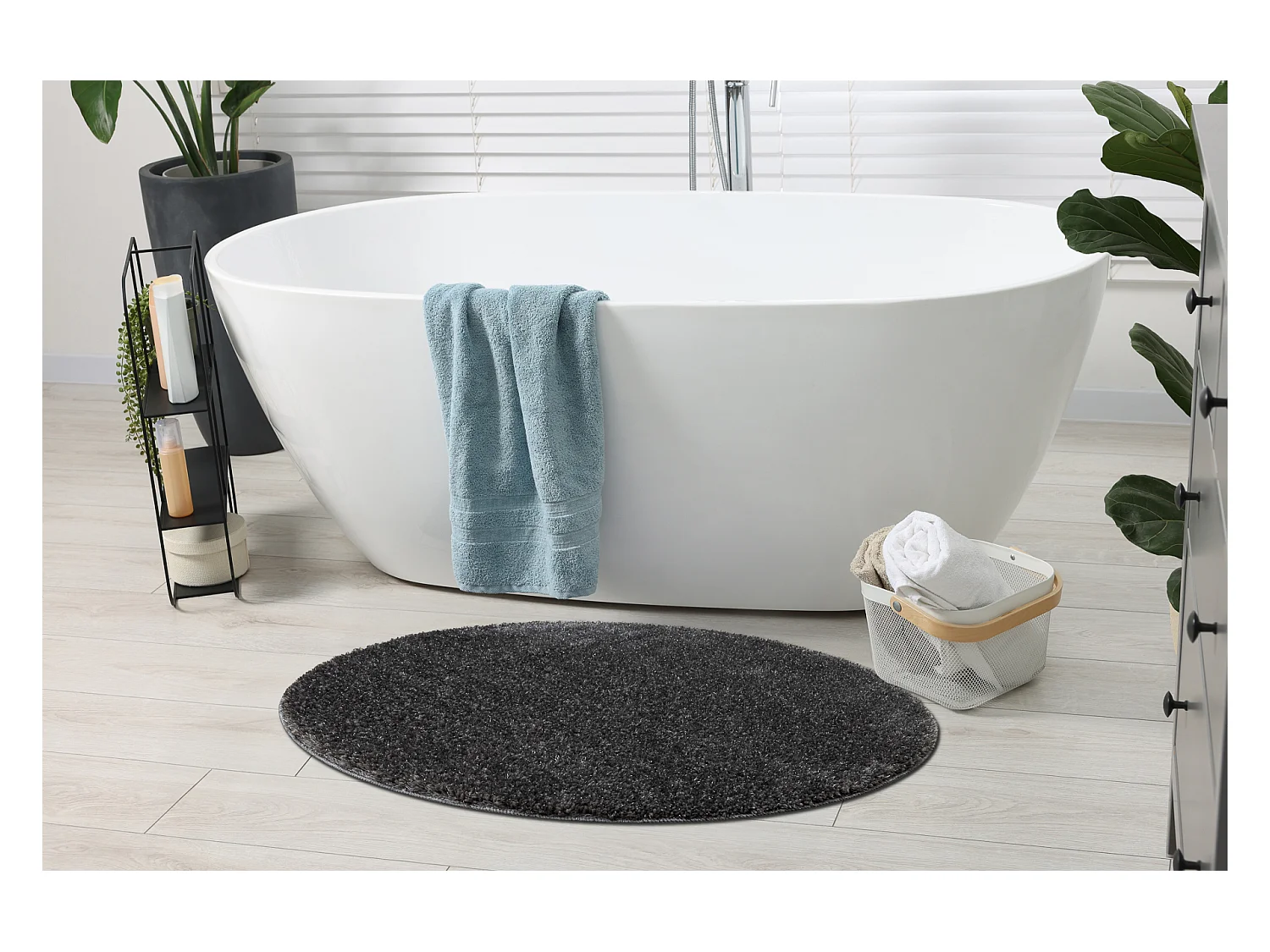 Badteppich SYNERGY Kreis, Glamour, rutschfest, weich – lurex grau cercle 100 cm