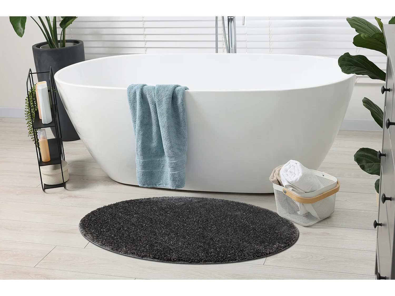 Tapis de salle de bain SYNERGY cercle, glamour, antidérapant, doux -  cercle 100 cm