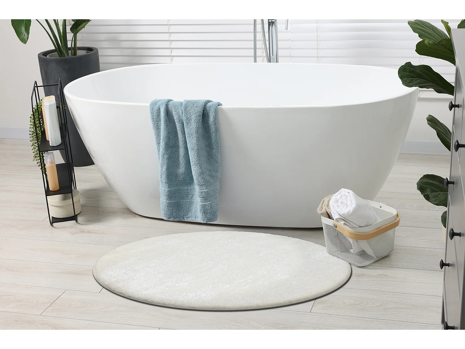 Tapete de banheiro SANTA círculo simples, antiderrapante, macio - bra cercle 100 cm