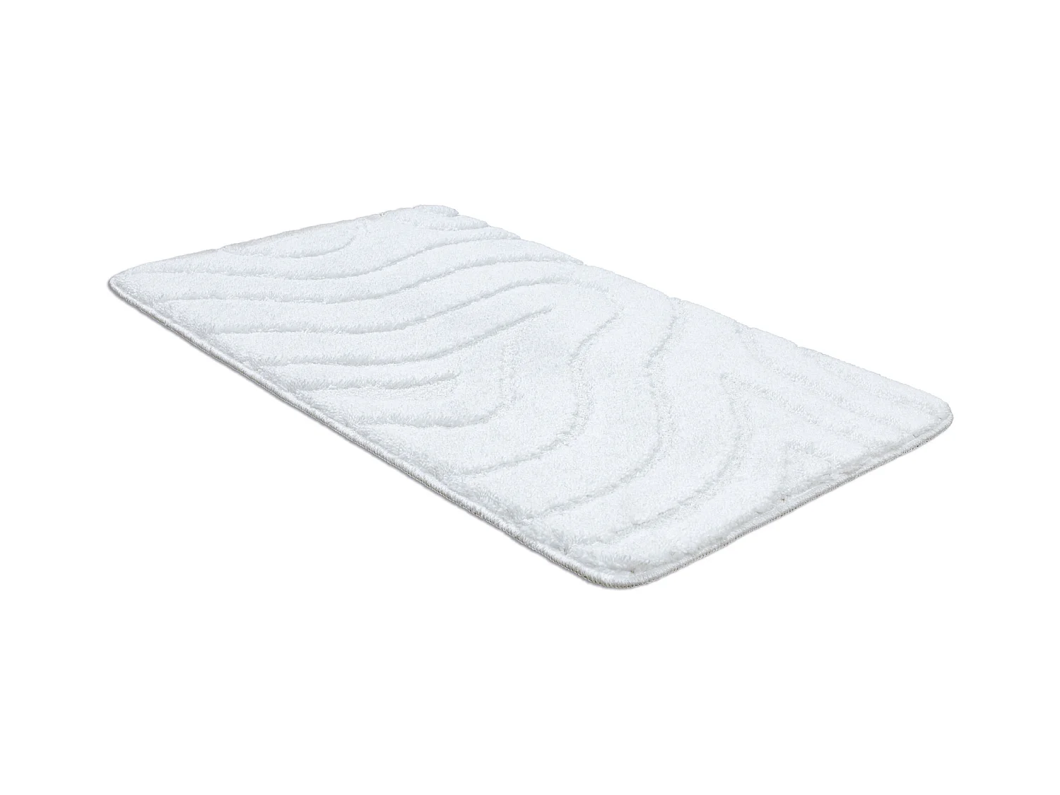 Badkamertapijt SUPREME WAVES, Golven, antislip, zacht - wit 60x100 cm