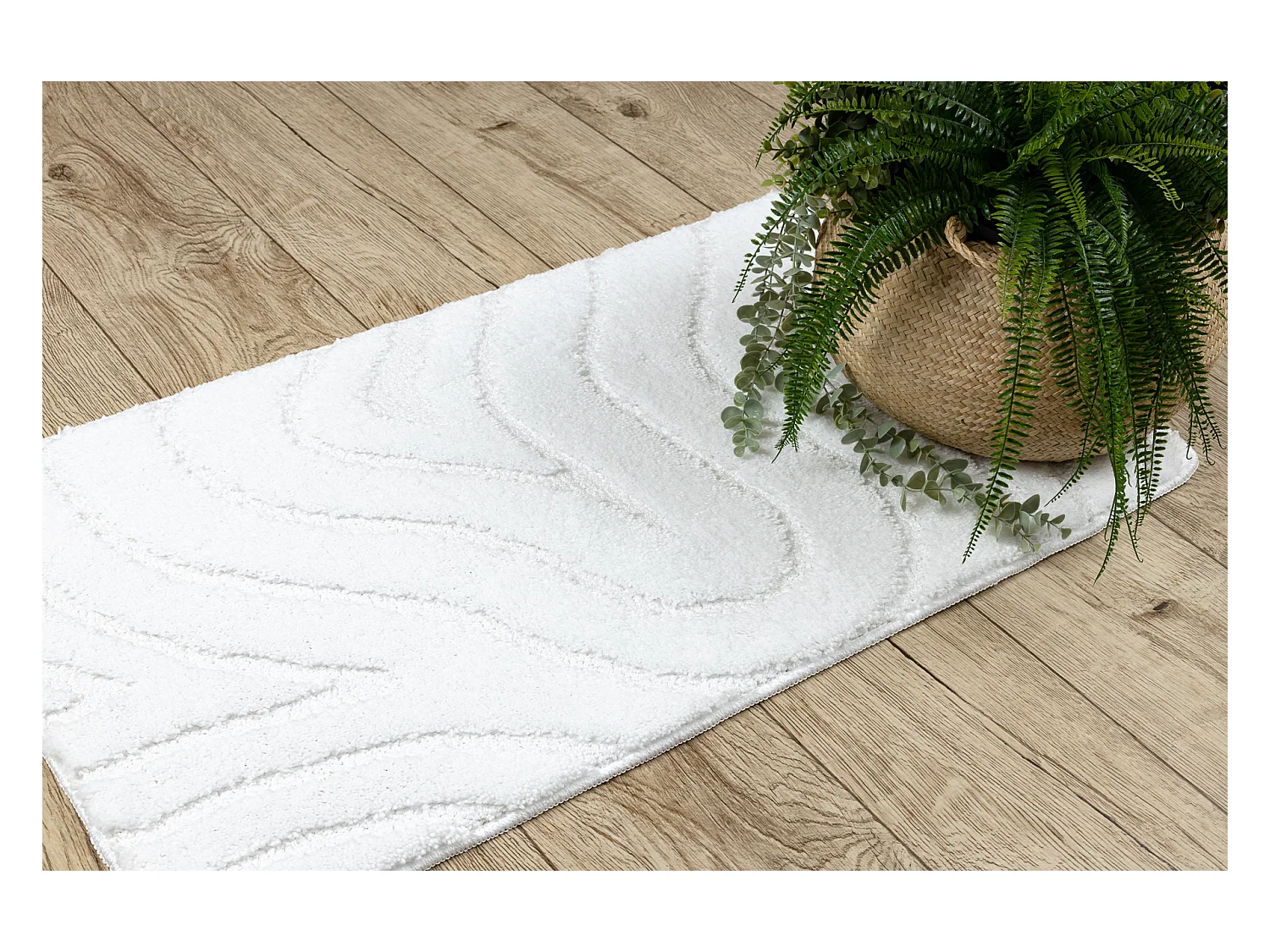 Badkamertapijt SUPREME WAVES, Golven, antislip, zacht - wit 60x100 cm