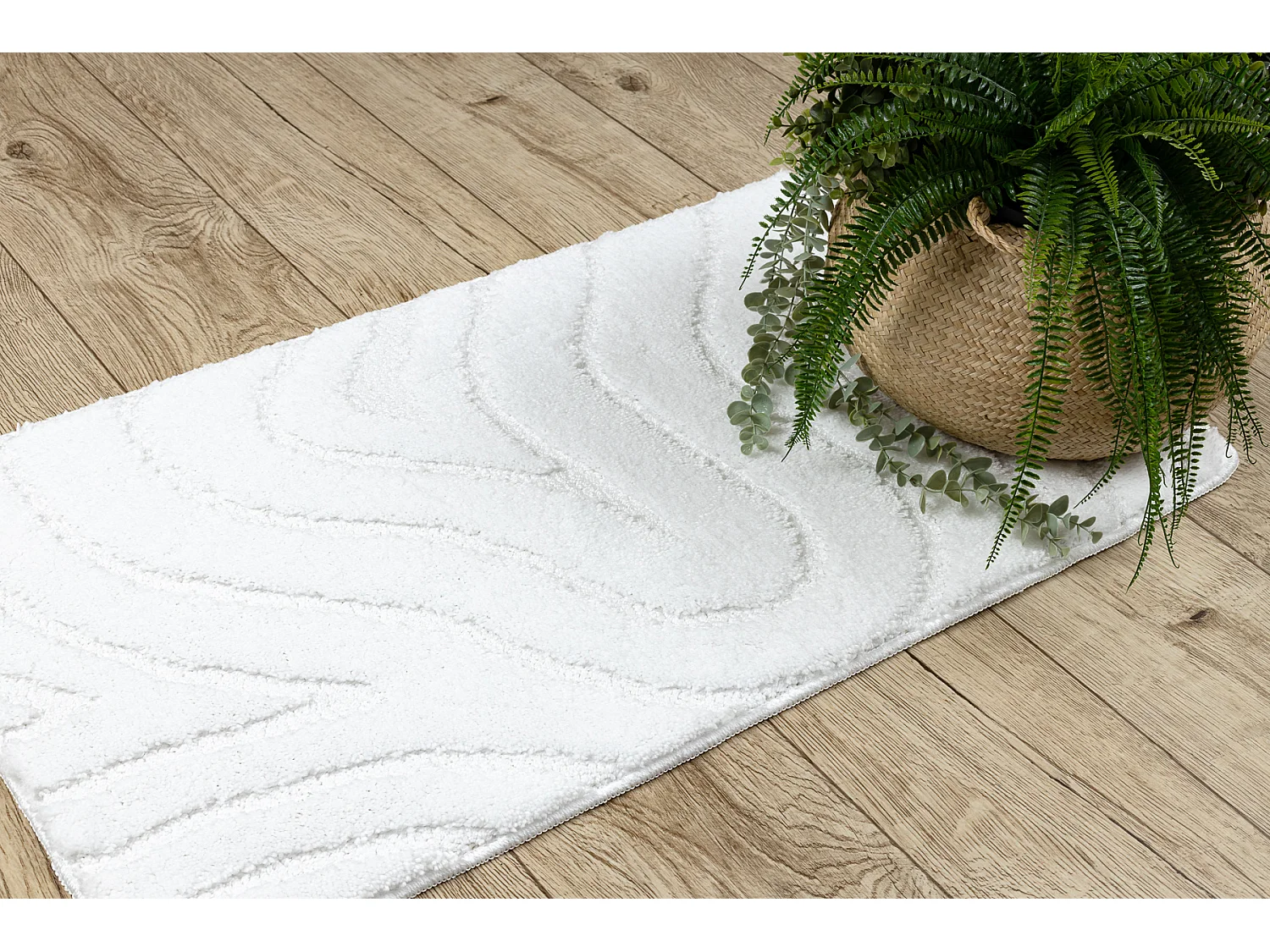 Badteppich SUPREME WAVES, Wellen, rutschfest, weich – weiß 60x100 cm