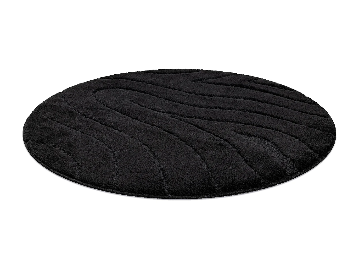 Badteppich SUPREME Kreis WAVES, Wellen, rutschfest, weich – schwarz cercle 100 cm