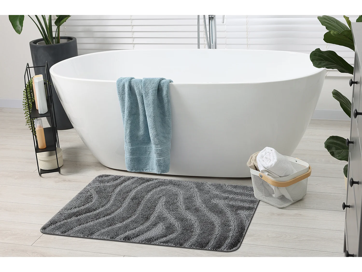 Tapis de salle de bain SUPREME WAVES, vagues, antidérapant, doux - gr 60x100 cm