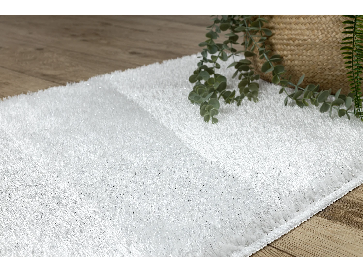 Badteppich SYNERGY, Glamour, rutschfest, weich – lurex weiß 60x100 cm