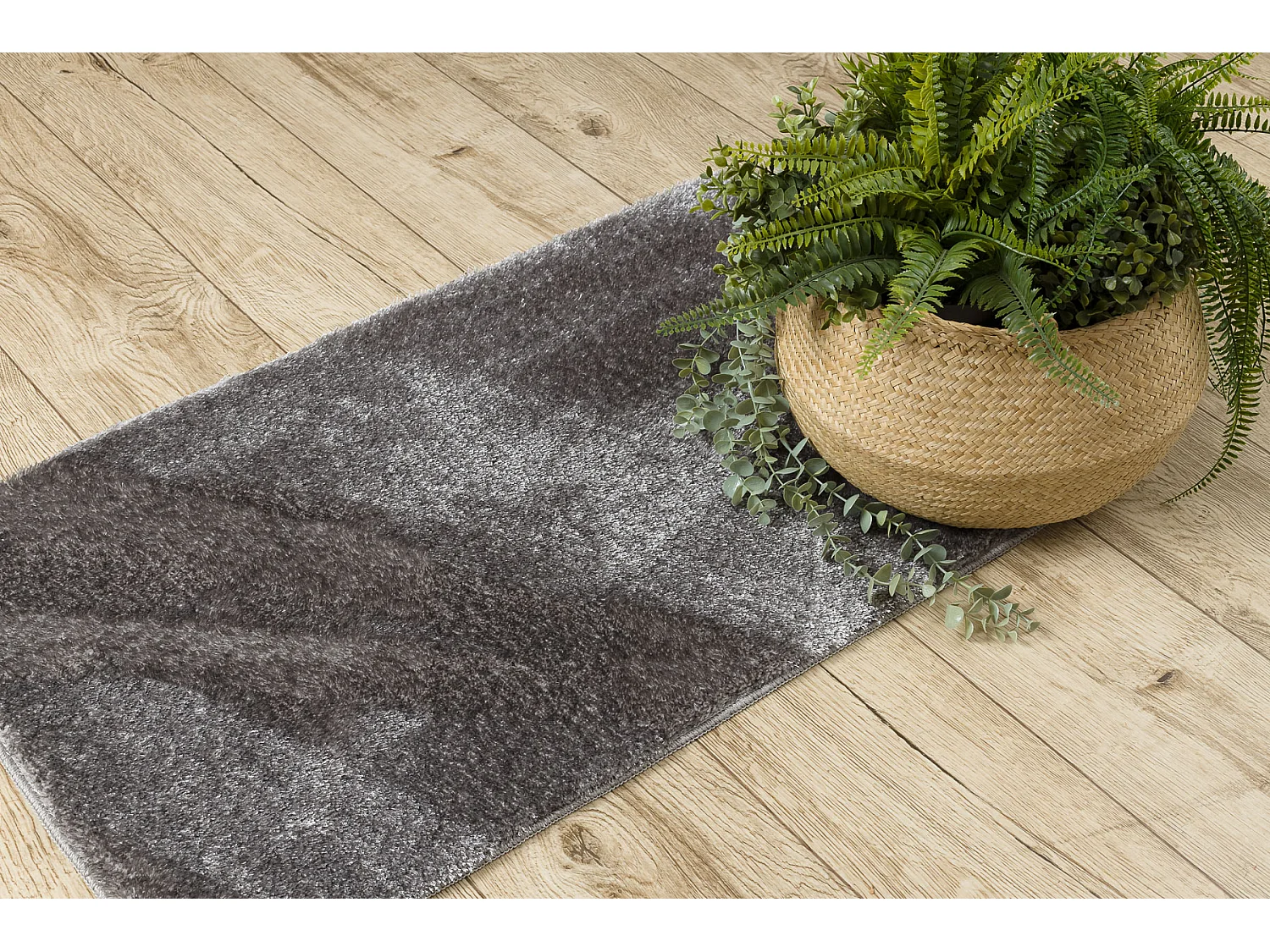 Tapis de salle de bain SANTA, plaine, antidérapant, doux - gris 60x100 cm