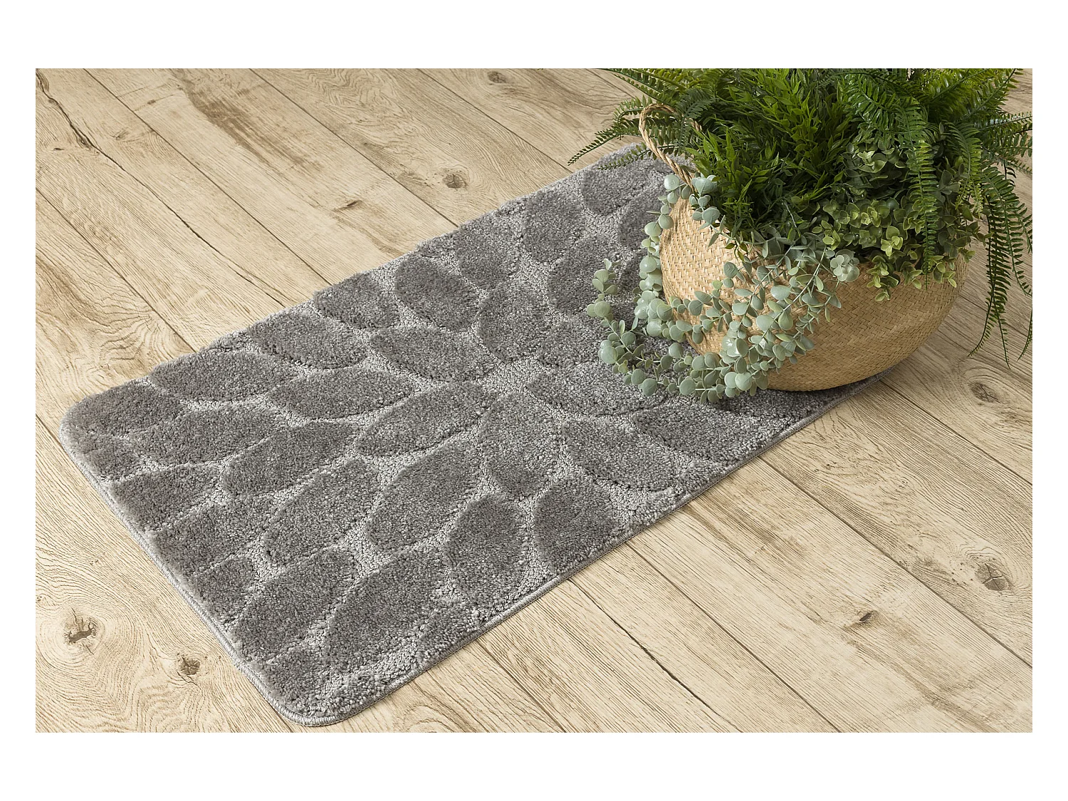Badkamertapijt SUPREME STONES, stenen, antislip, zacht - grijskleuring 50x80 cm
