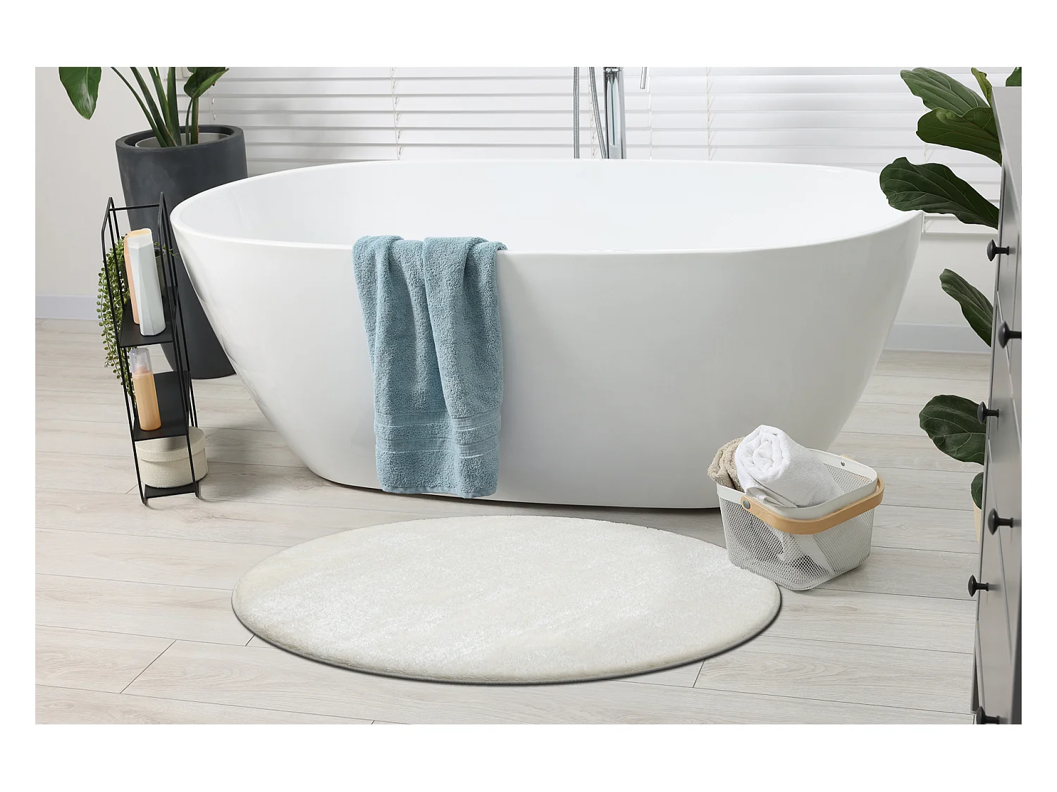 Badteppich SANTA Kreis eben, rutschfest, weich – weiß cercle 67 cm