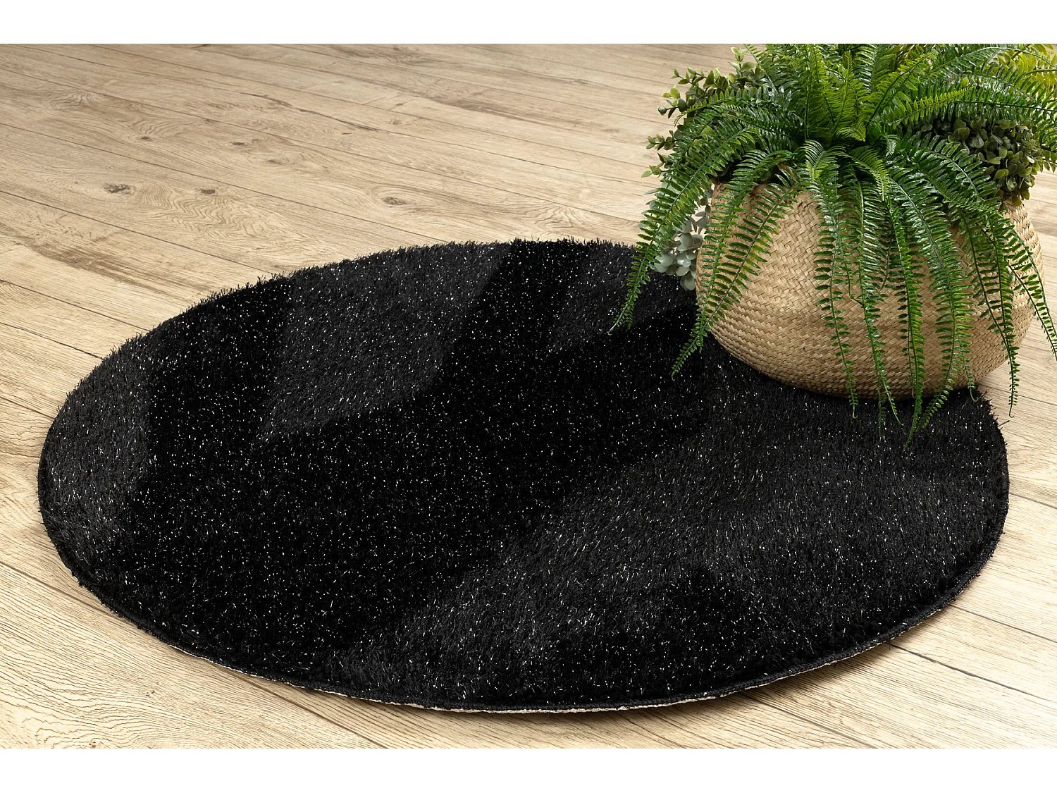 Badkamertapijt SYNERGY cirkel, glamour, antislip, zacht - lurex zwart cercle 67 cm