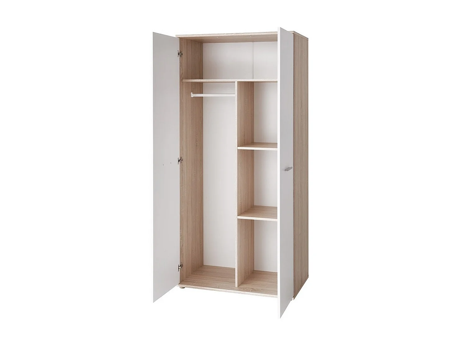 Armoire chambre d'enfant design coloris chêne et blanc avec 2 portes battantes collection DENVER.