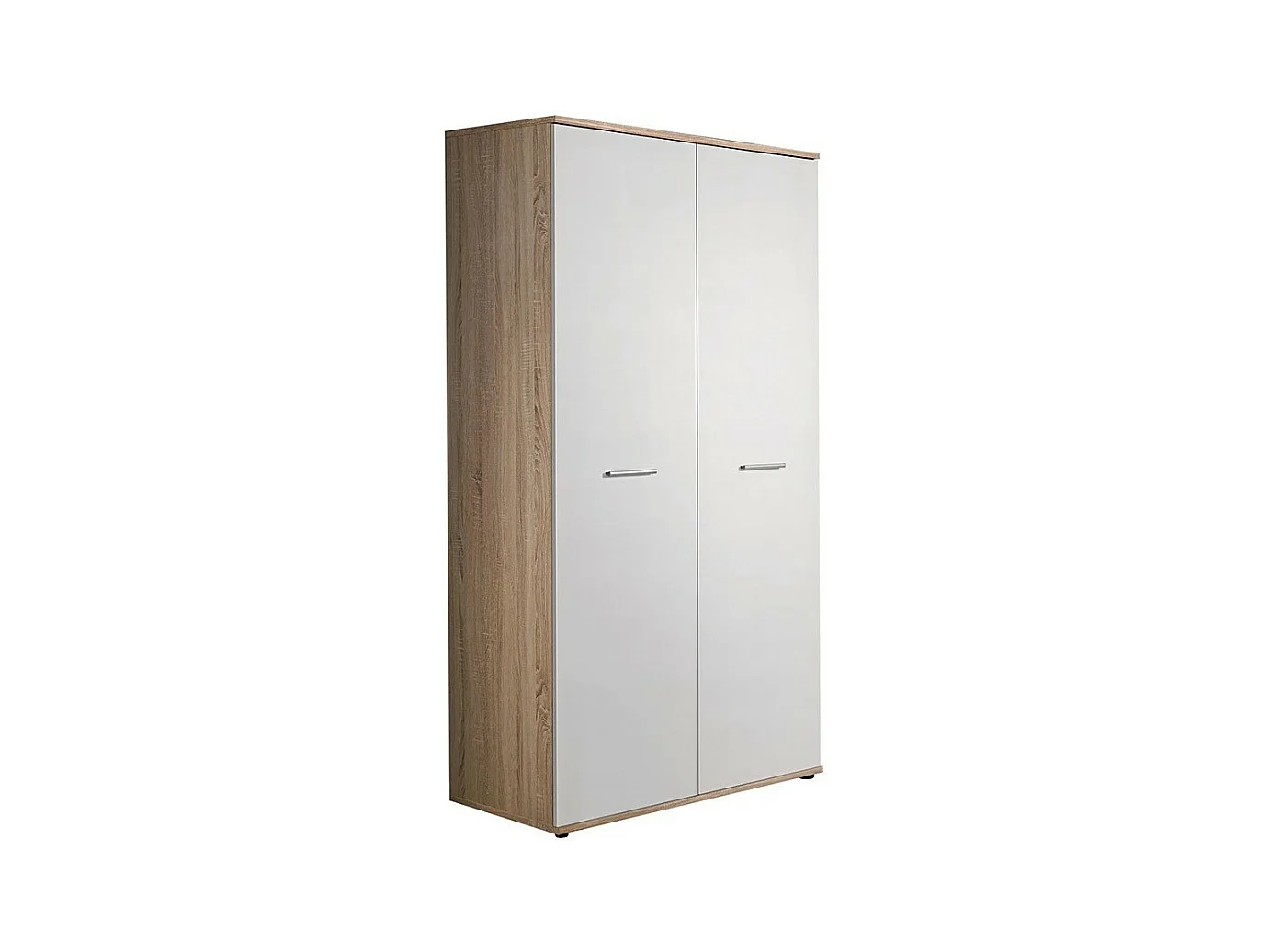 Armoire chambre d'enfant design coloris chêne et blanc avec 2 portes battantes collection DENVER.