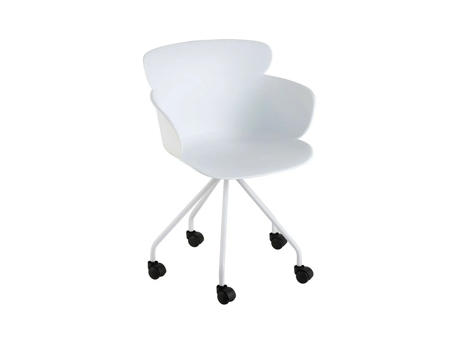 Ettis witte polypropyleen stoel op wielen L 56 cm