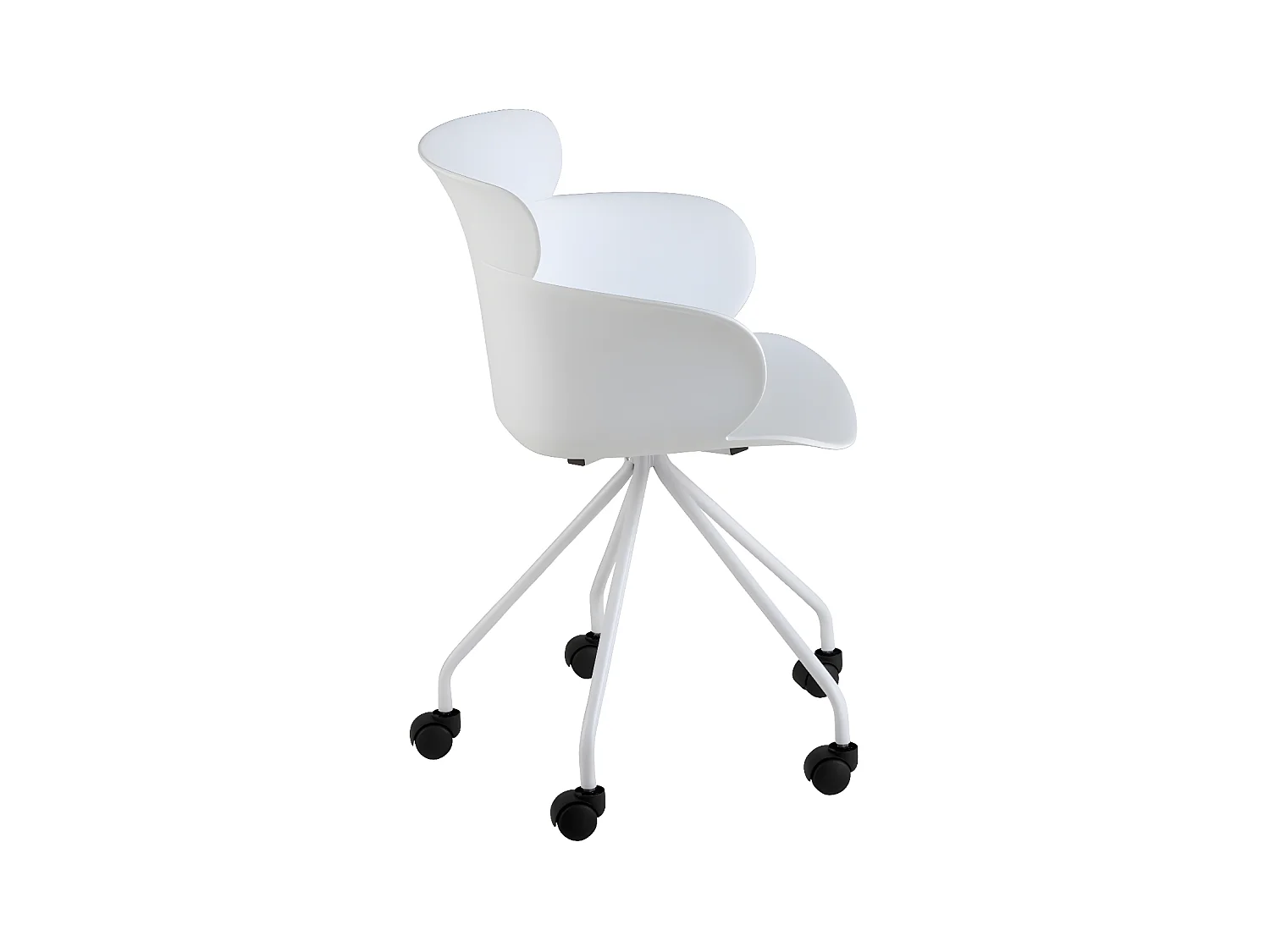 Ettis witte polypropyleen stoel op wielen L 56 cm