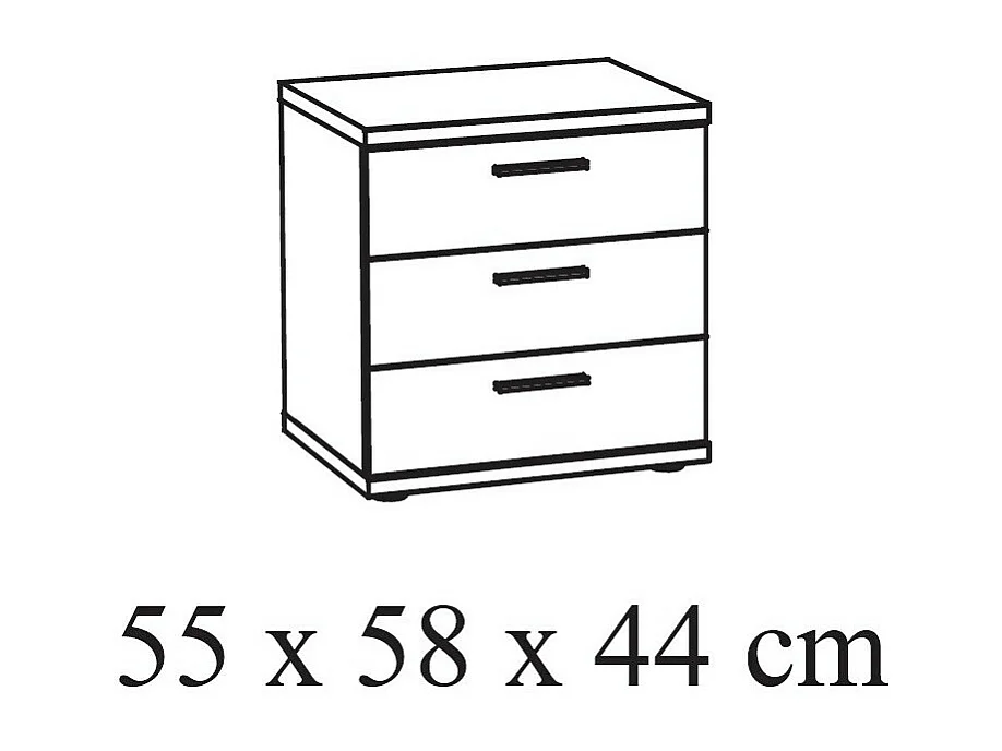 Nachtkastje met drie laden collectie OLVENA Kleur wit houteffect