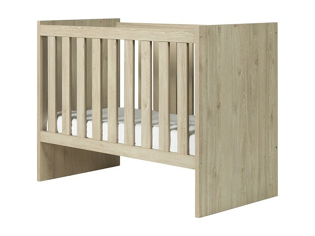 Lit bébé robuste 60x120 évolutif en lit enfant 90x200 coloris chêne clair collection DANAÉ.