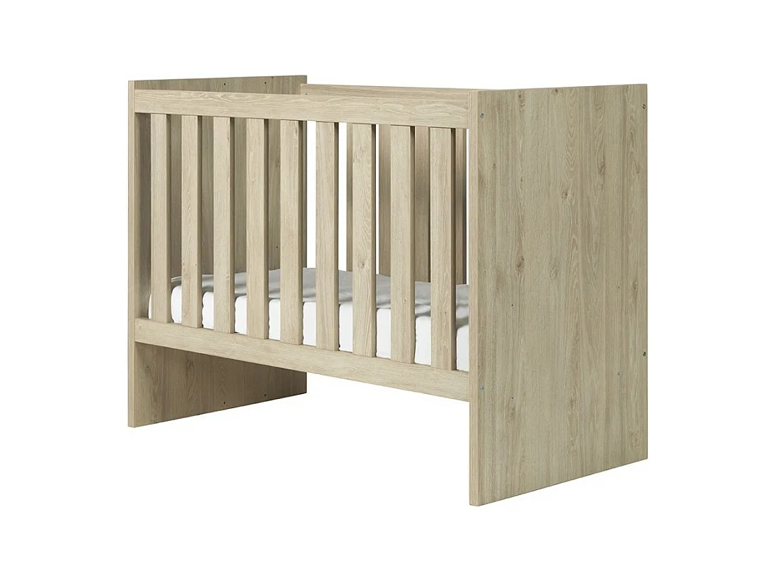 Lit bébé robuste 60x120 évolutif en lit enfant 90x200 coloris chêne clair collection DANAÉ.