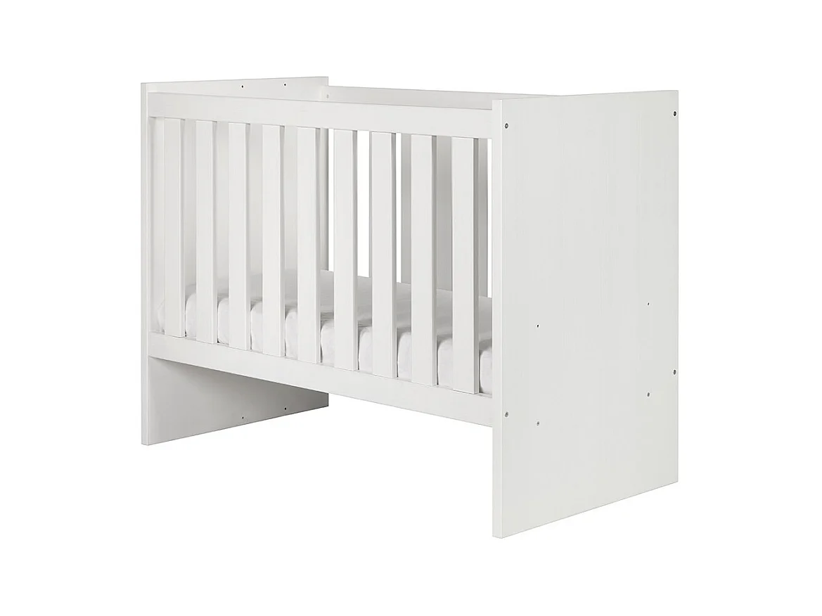Lit bébé robuste 60x120 évolutif en lit enfant 90x200 coloris blanc collection DANAÉ.
