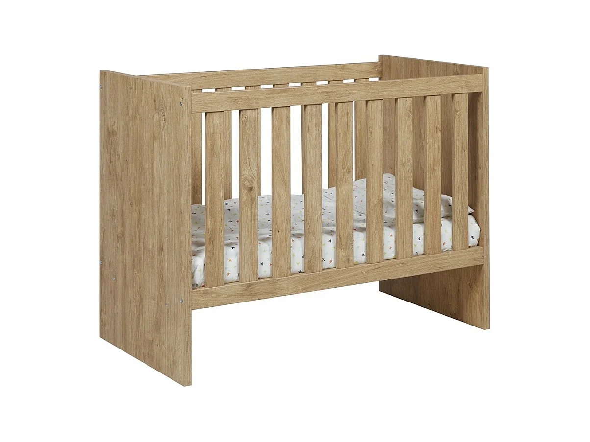 Lit bébé robuste 60x120 évolutif en lit enfant 90x200 coloris chêne doré collection TIMMY.