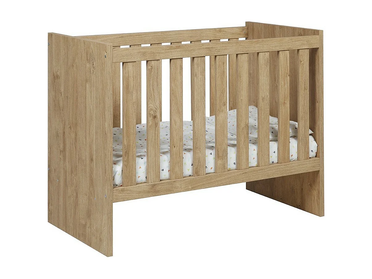 Berço robusto 60x120 transformável em cama infantil 90x200 na cor carvalho dourado, coleção TIMMY.