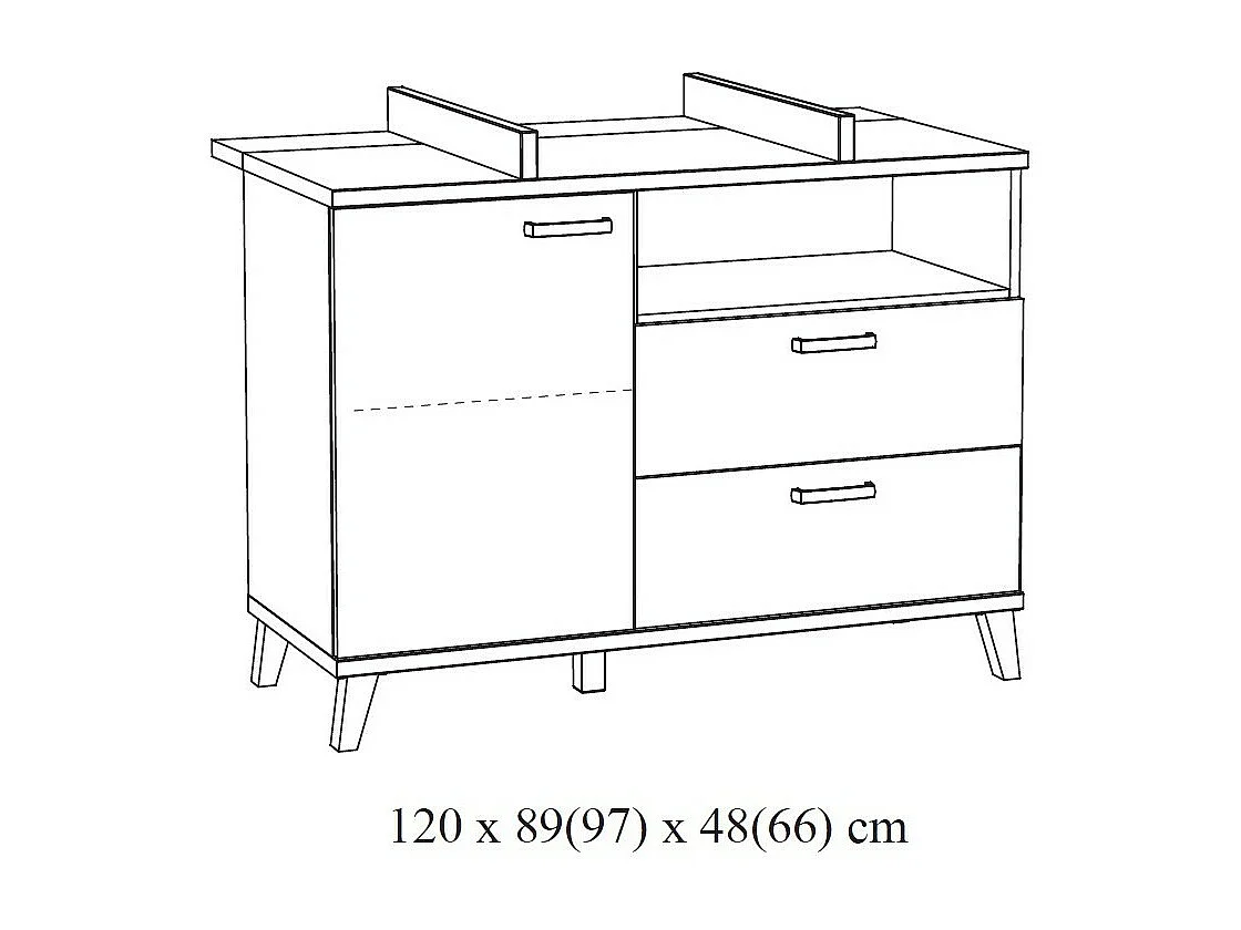 Chambre bébé ou enfant DANAÉ, lit 60x120 évolutif en 90x200, armoire, commode à langer et chevet