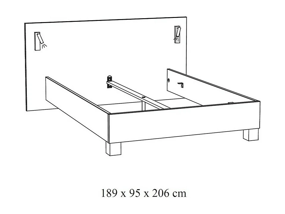 Letto adulto 140x200 collezione MORGANE con illuminazione applicata orientabile integrata - Colore rovere dorato.