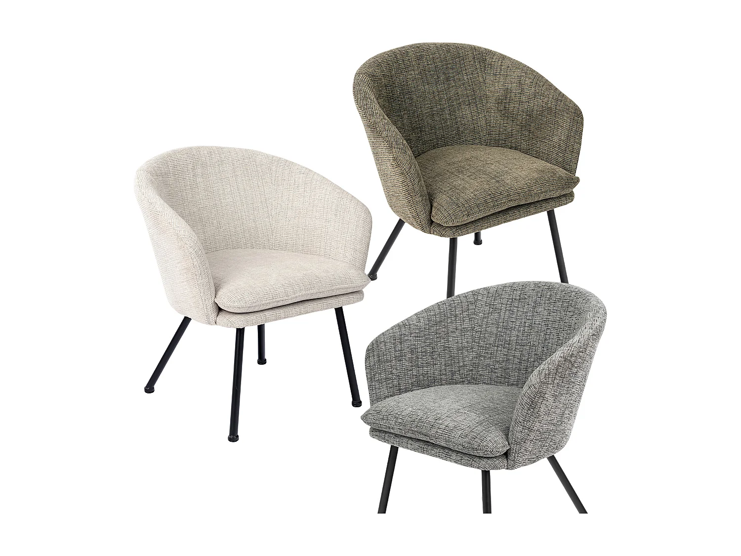 Lot de 3 chaises de salle à manger en tissu scandinave,DIXIER