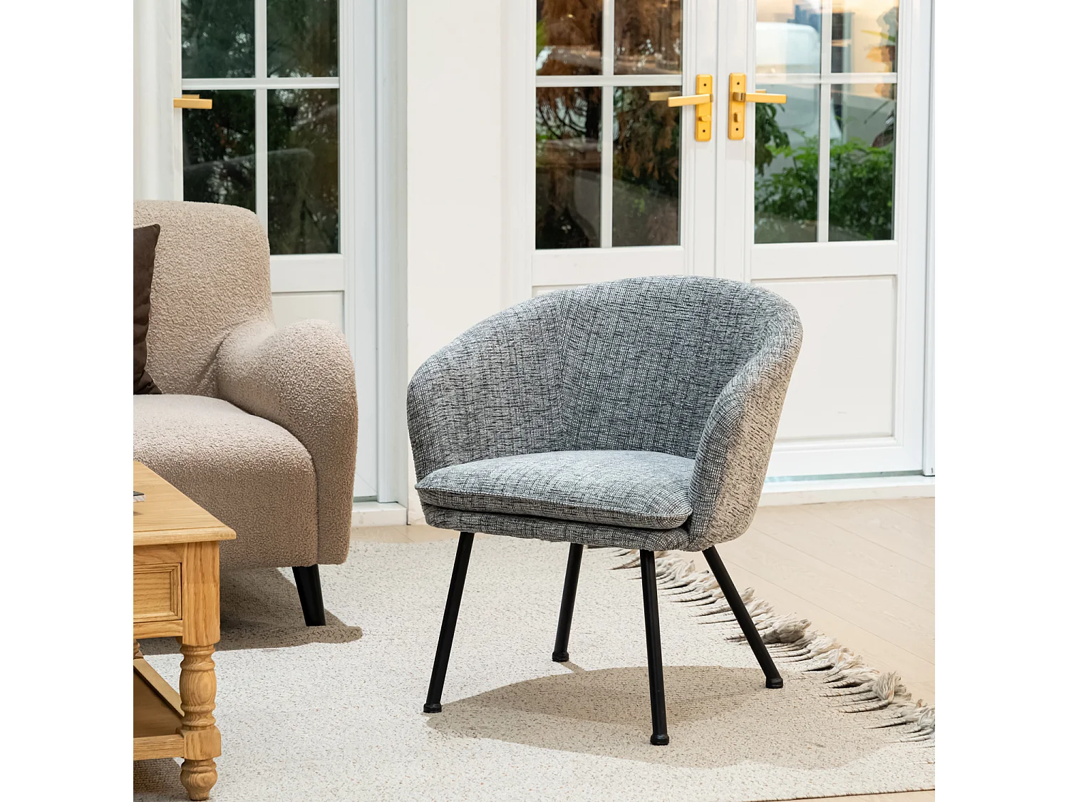 Lot de 3 chaises de salle à manger en tissu scandinave,DIXIER