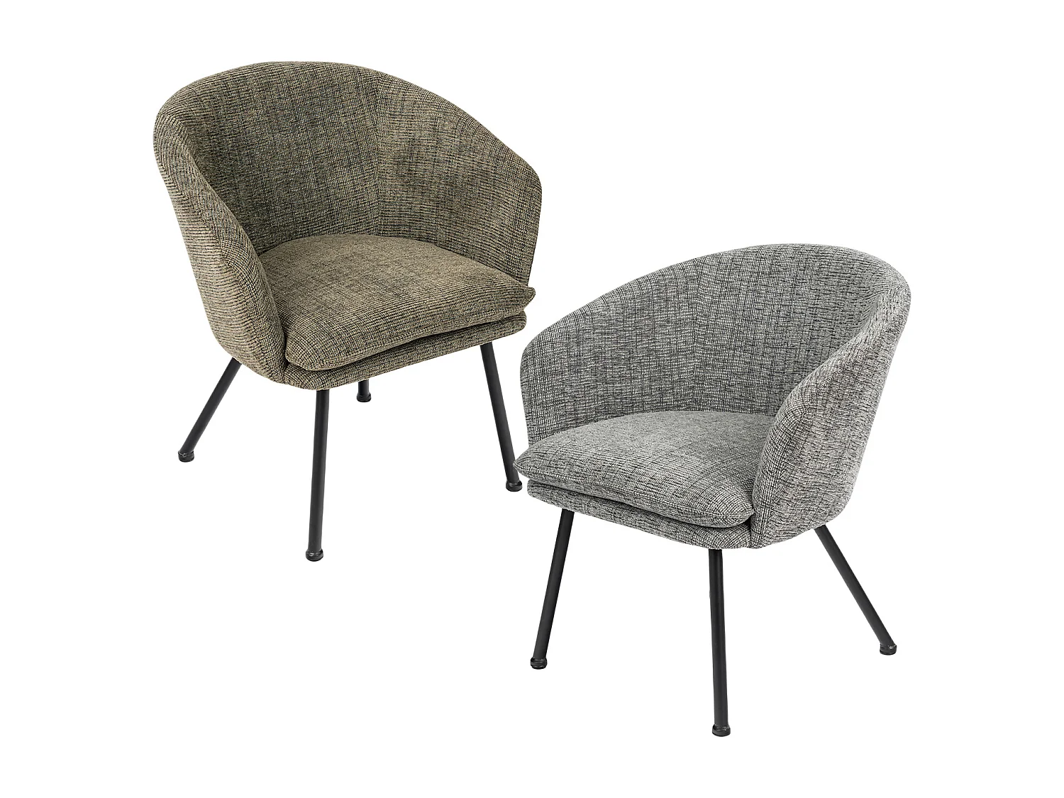 Lot de 2 chaises de salle à manger en tissu scandinave,DIXIER