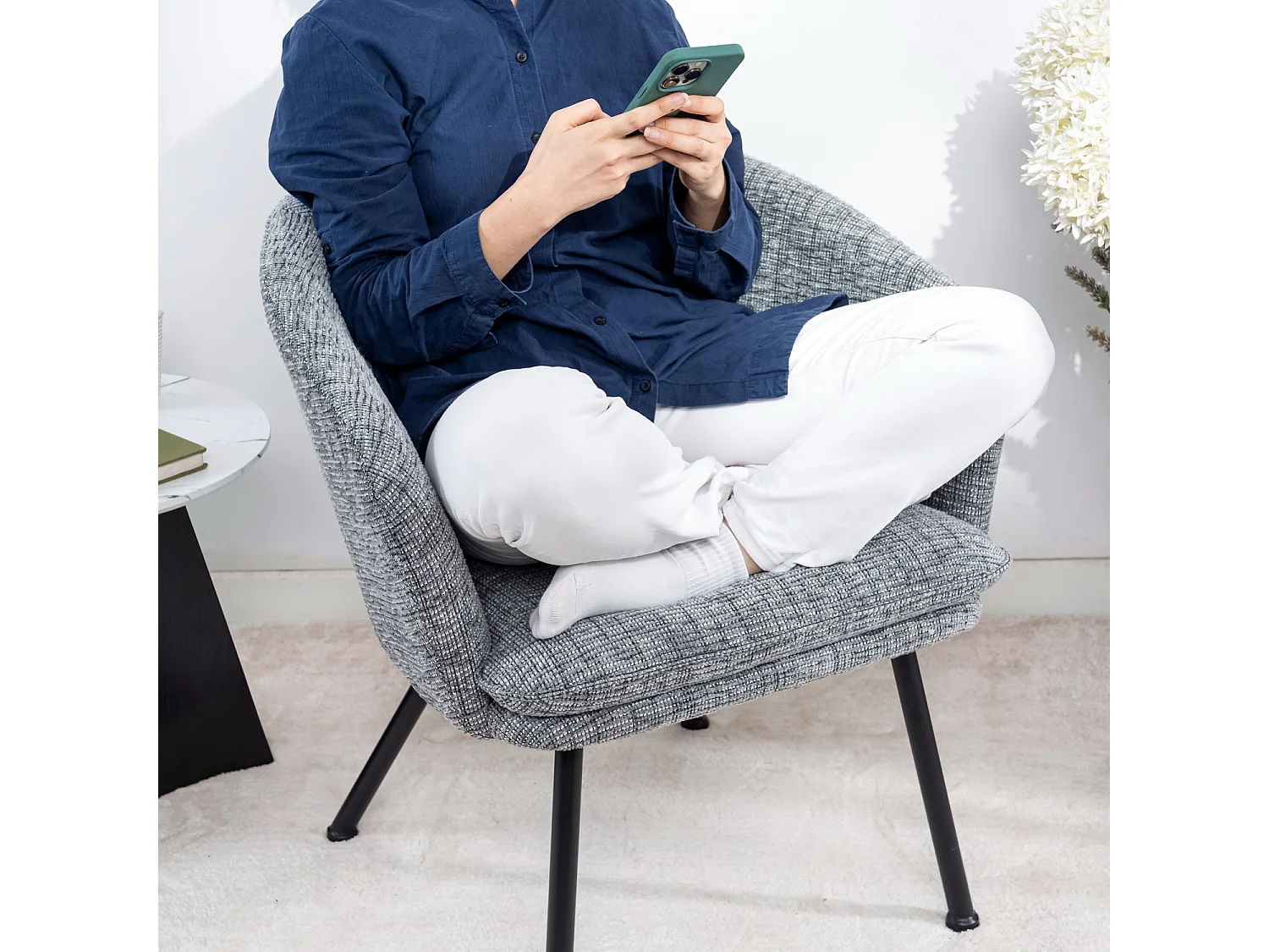 Lot de 2 chaises de salle à manger en tissu scandinave,DIXIER