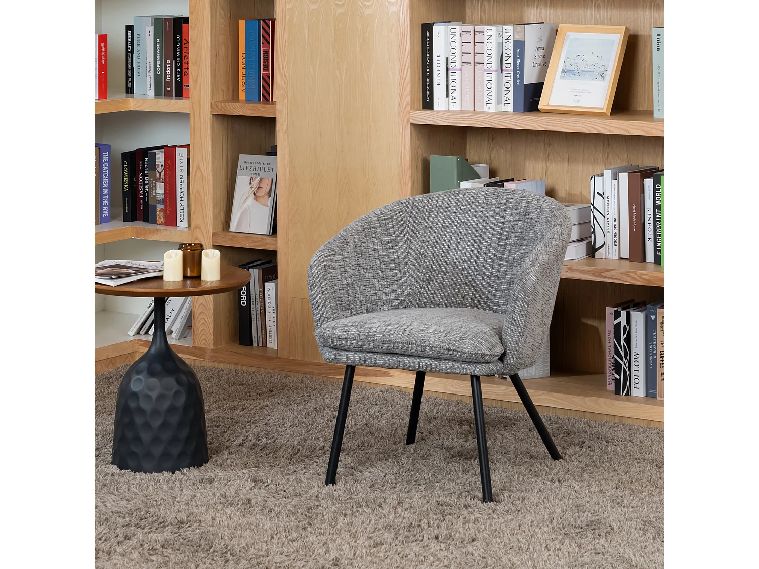 Lot de 2 chaises de salle à manger en tissu scandinave,DIXIER