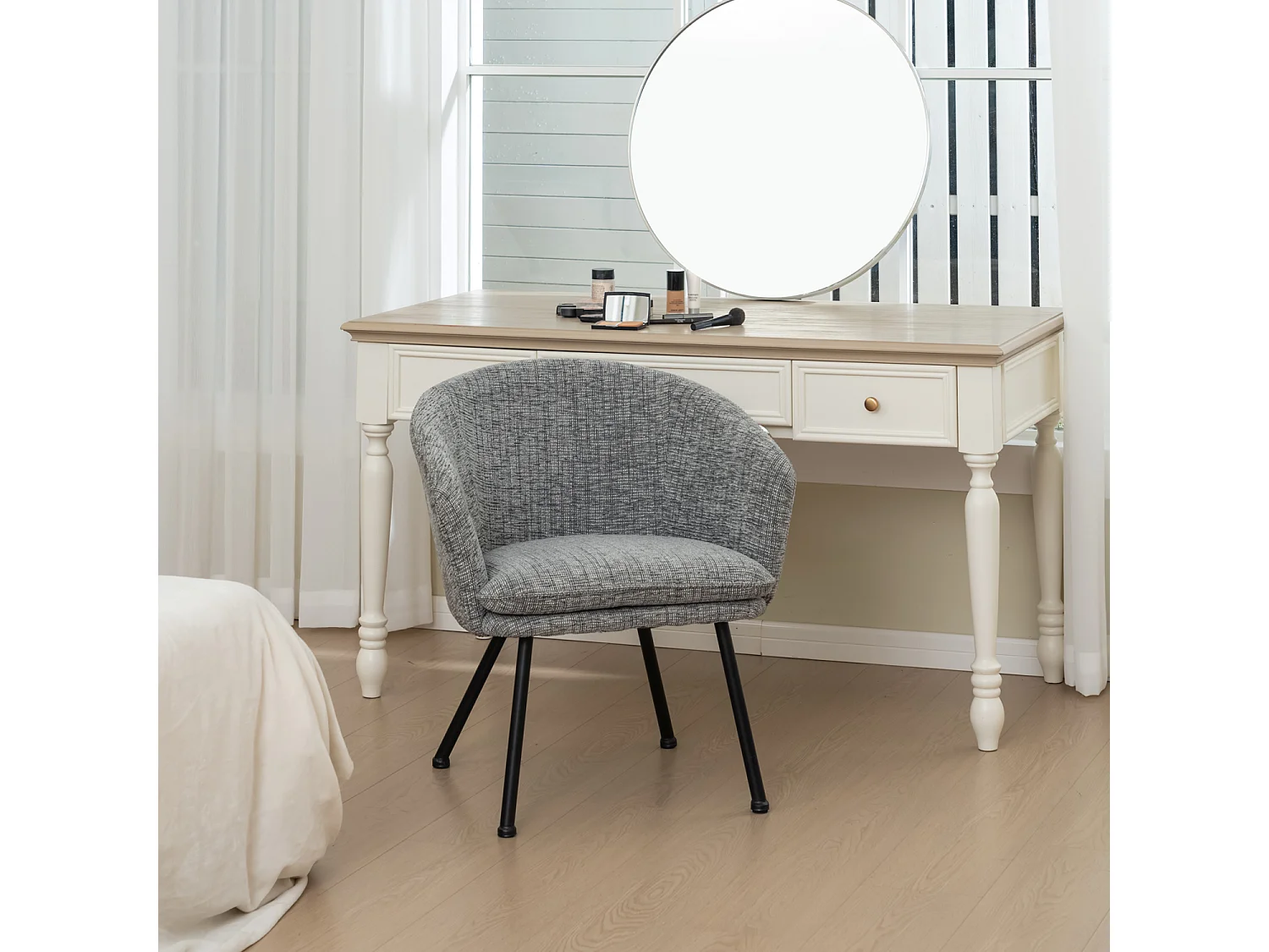 Lot de 2 chaises de salle à manger en tissu scandinave,DIXIER