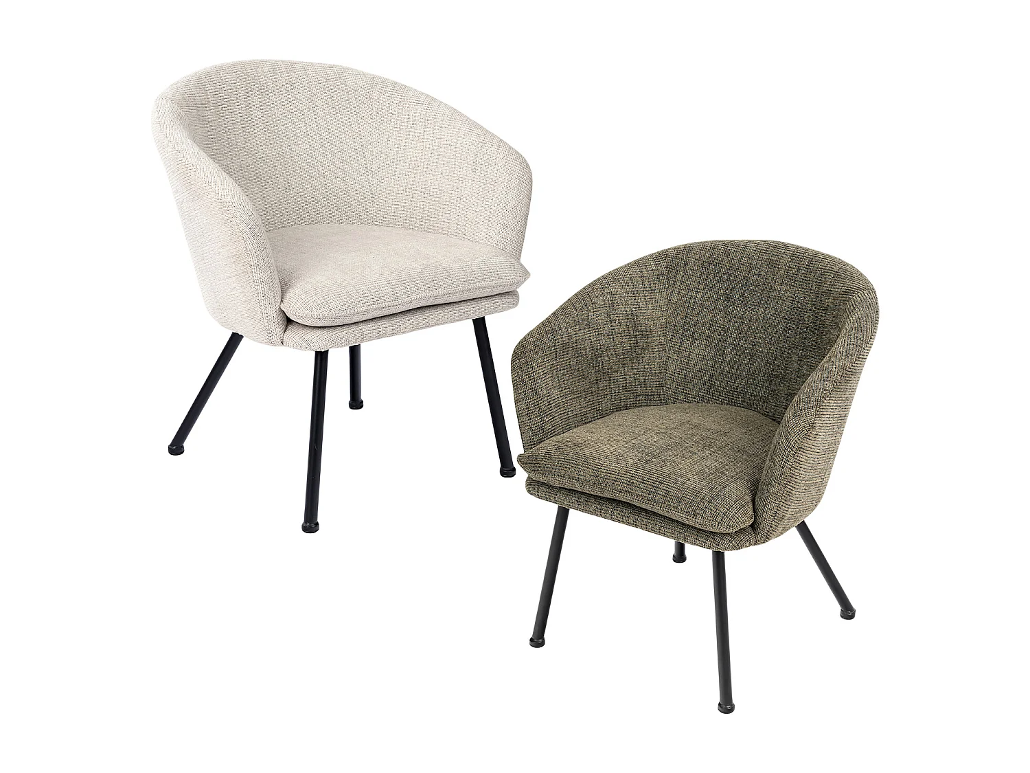 Lot de 2 chaises de salle à manger en tissu scandinave,DIXIER