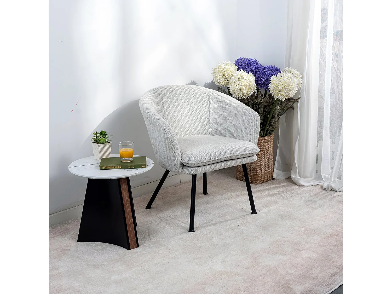 Lot de 2 chaises de salle à manger en tissu scandinave,DIXIER