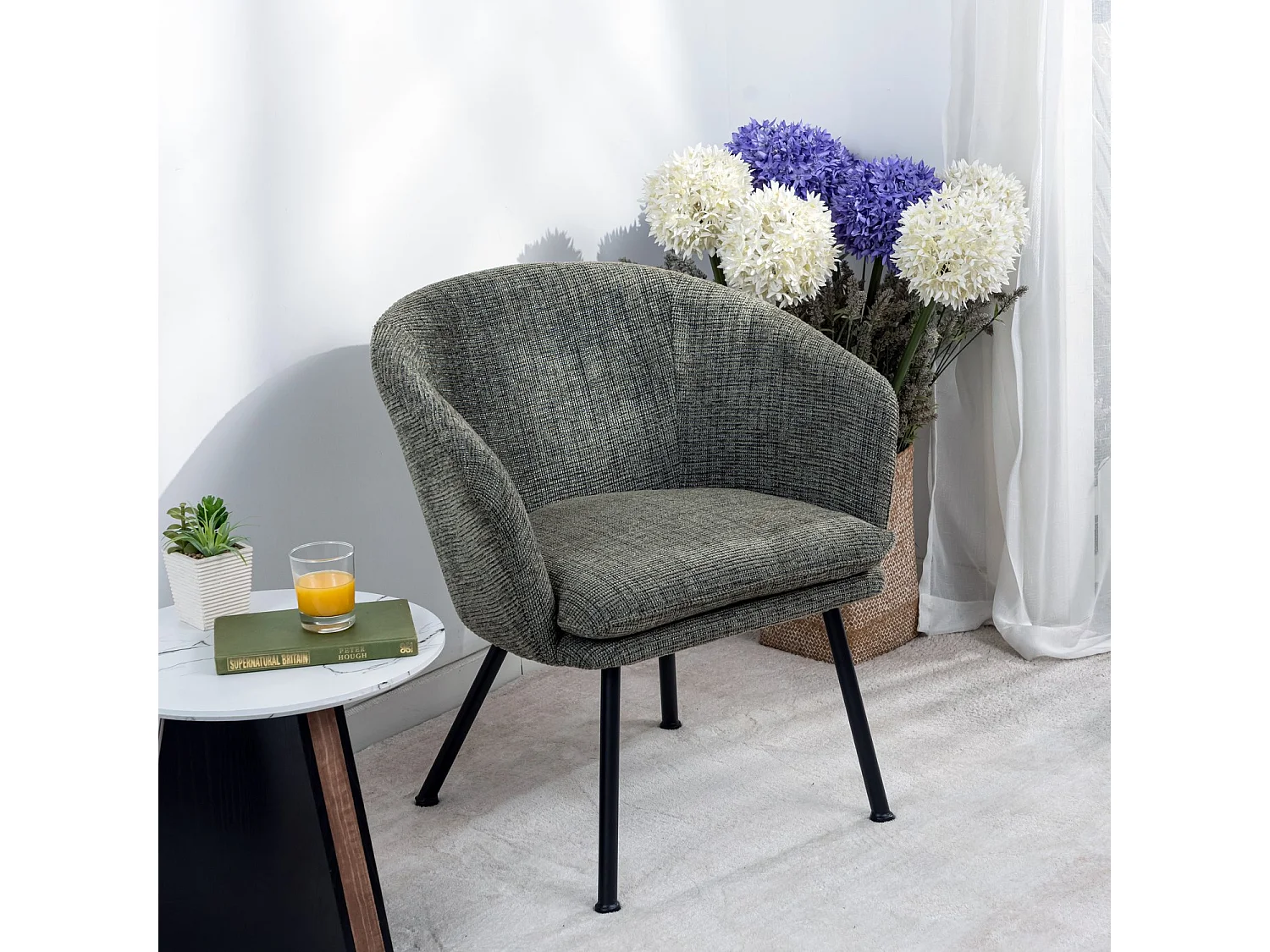 Lot de 2 chaises de salle à manger en tissu scandinave,DIXIER