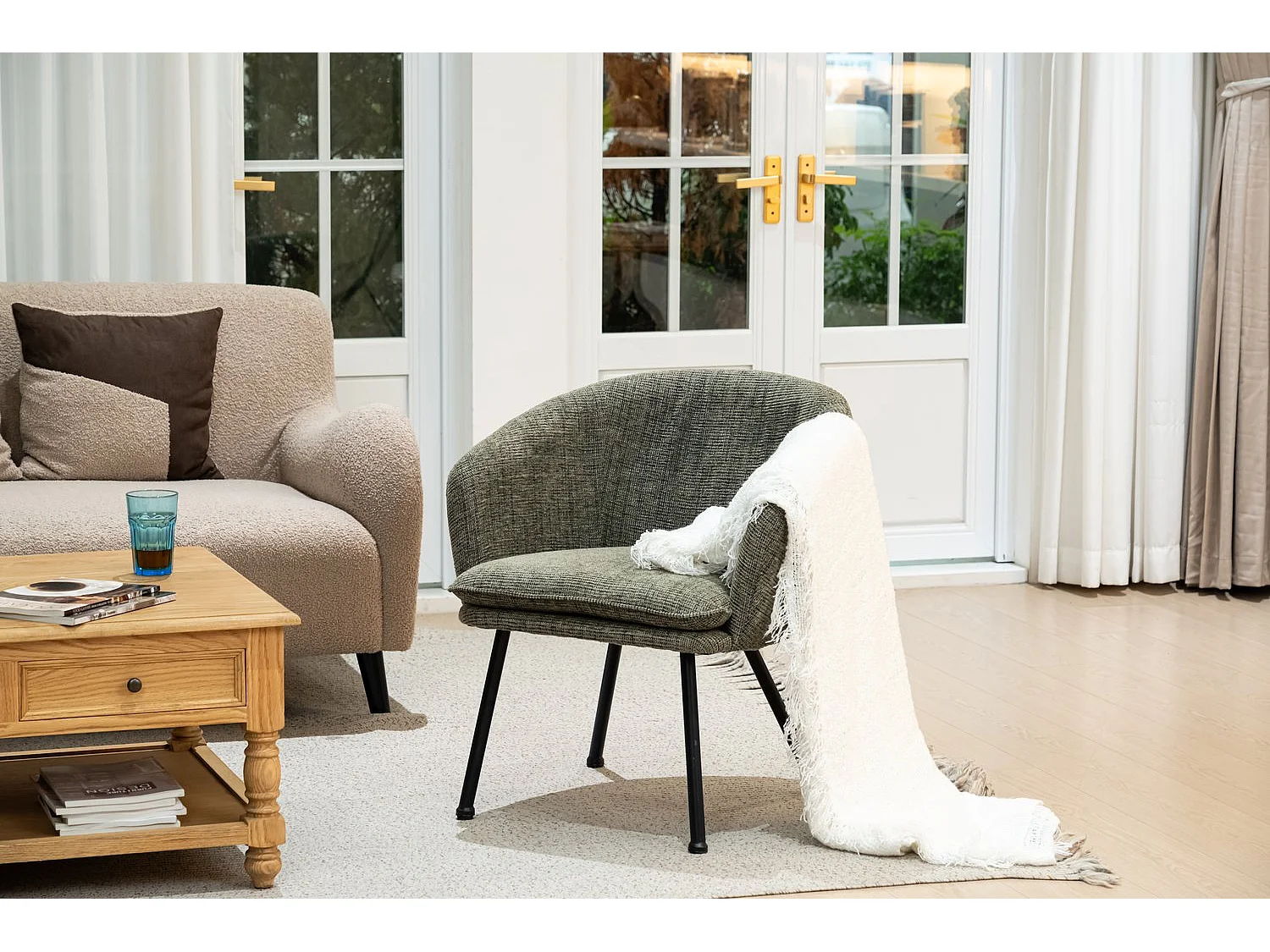 Lot de 2 chaises de salle à manger en tissu scandinave,DIXIER