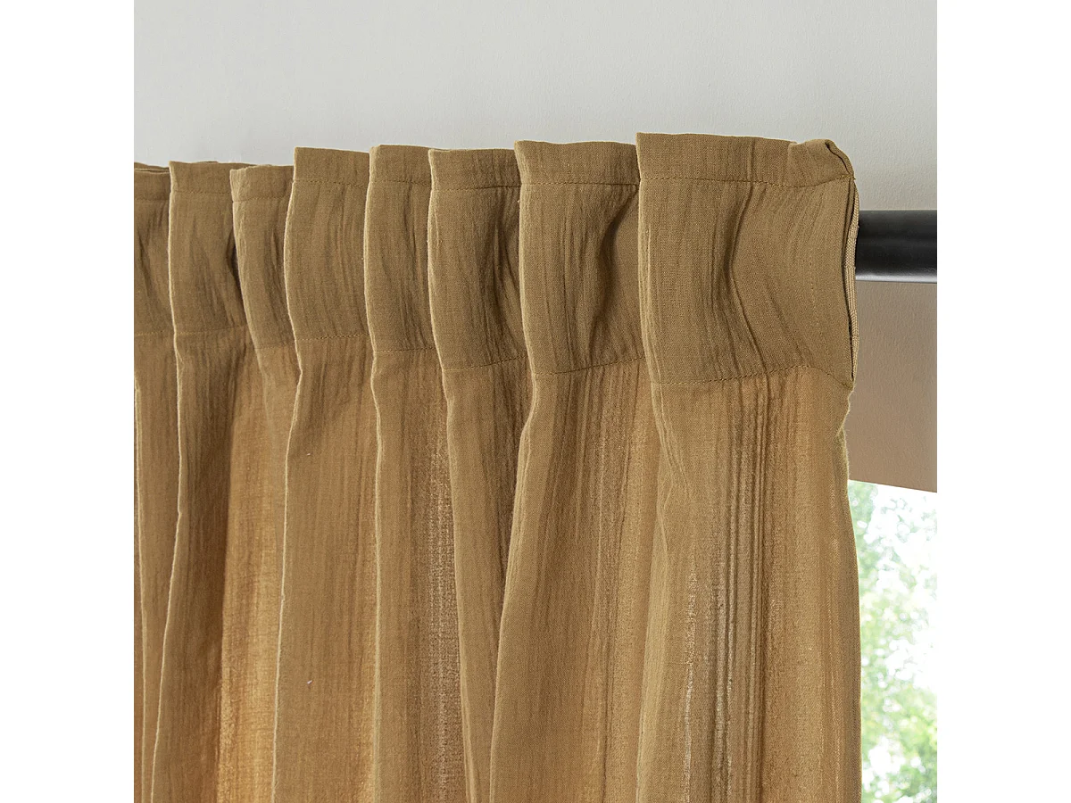Rideau uni en gaze de coton pattes cachées à l'unité 140x260cm camel