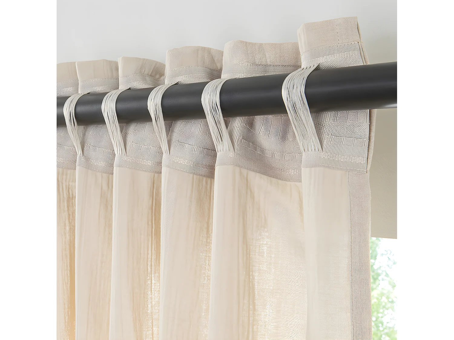 Rideau uni en gaze de coton pattes cachées à l'unité 140x260cm beige