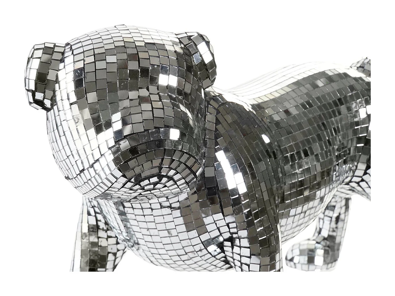 FIGURA RESINA 45,5X21,5X25 BULLDOG ESPEJO PLATEADO