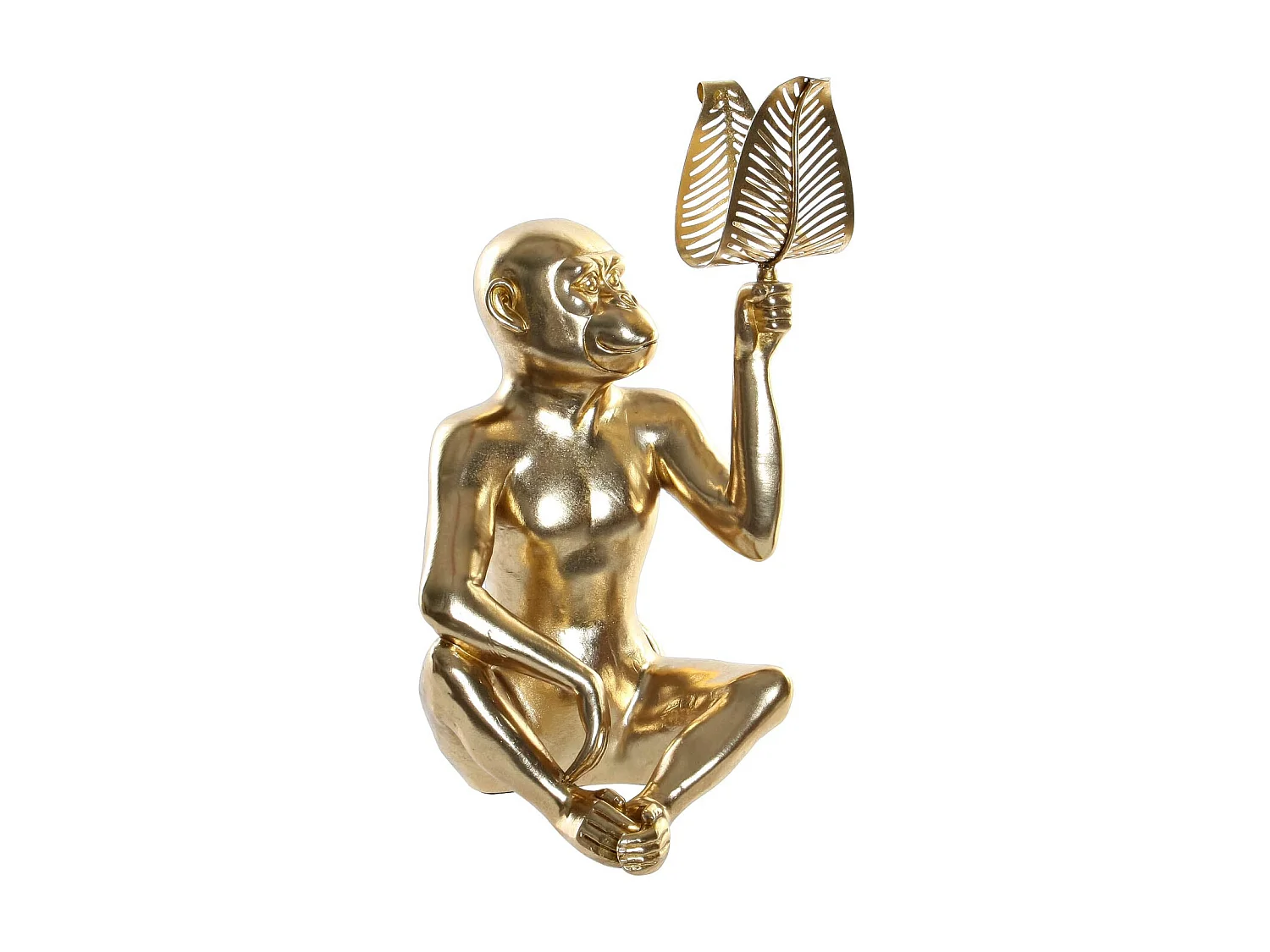 FIGURA RESINA METAL 27X25X43,5 MONO HOJA DORADO