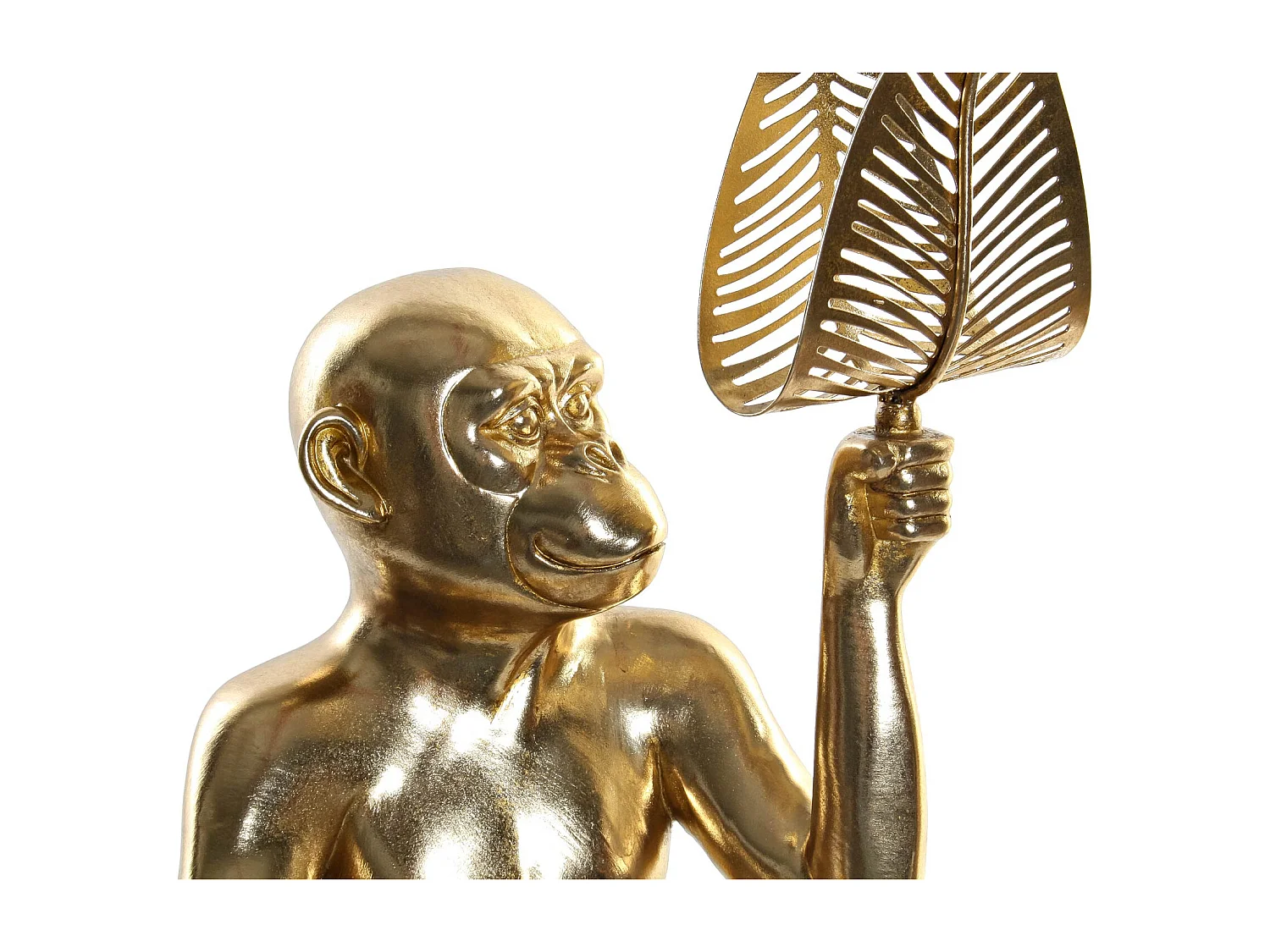 FIGURA RESINA METAL 27X25X43,5 MONO HOJA DORADO