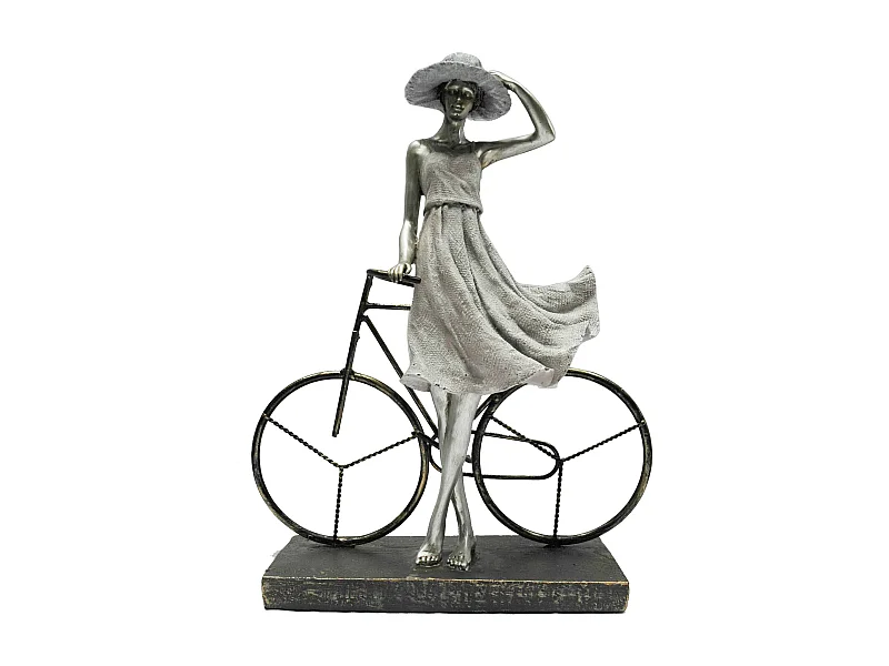 FIGURA RESINA METAL 27,5X9,5X34,5 CHICA BICI