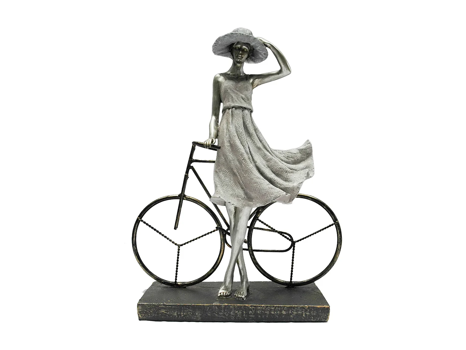 FIGURA RESINA METAL 27,5X9,5X34,5 CHICA BICI