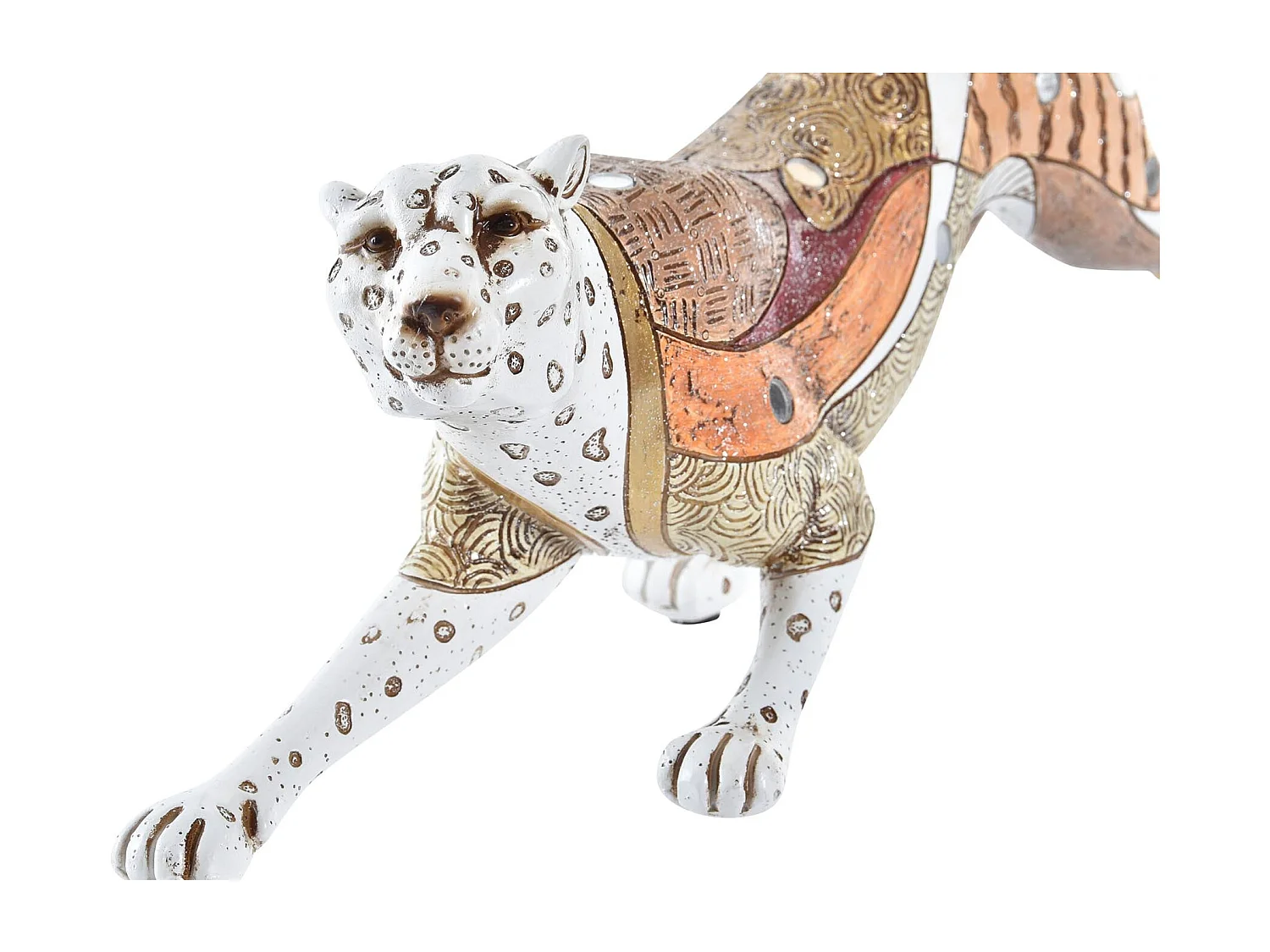 FIGURA RESINA 37X10X13 LEOPARDO BLANCO