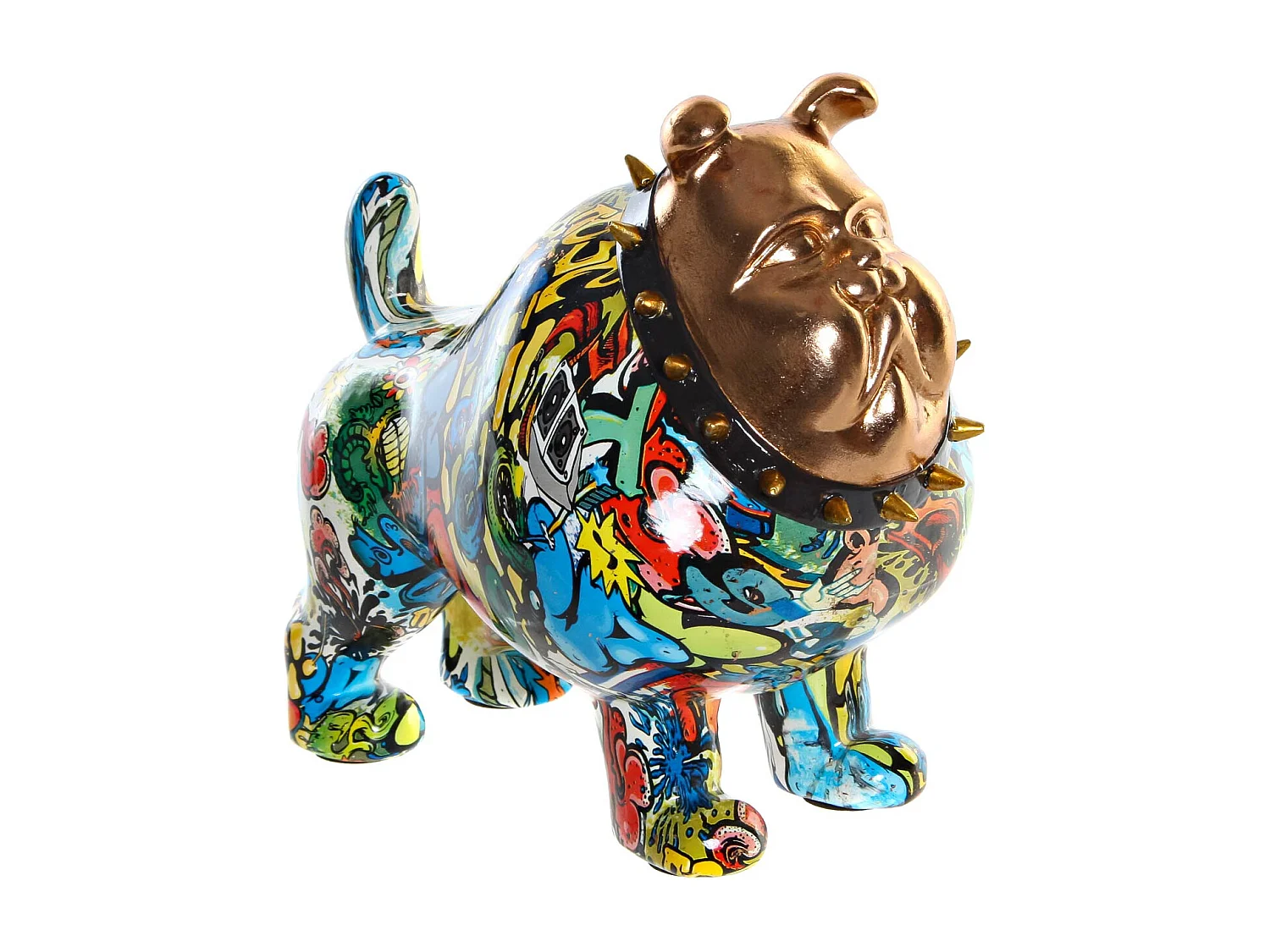 FIGURA RESINA 21X16X20,5 PERRO BULLDOG DORADO